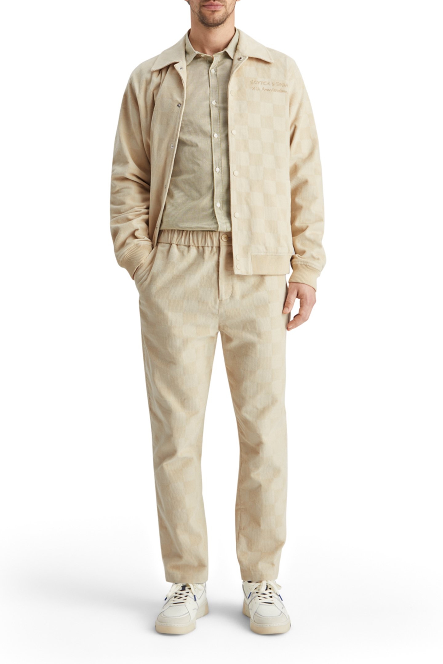 CHECK-PATTERNED CORDUROY COLLEGE JACKET PARCHMENT 6