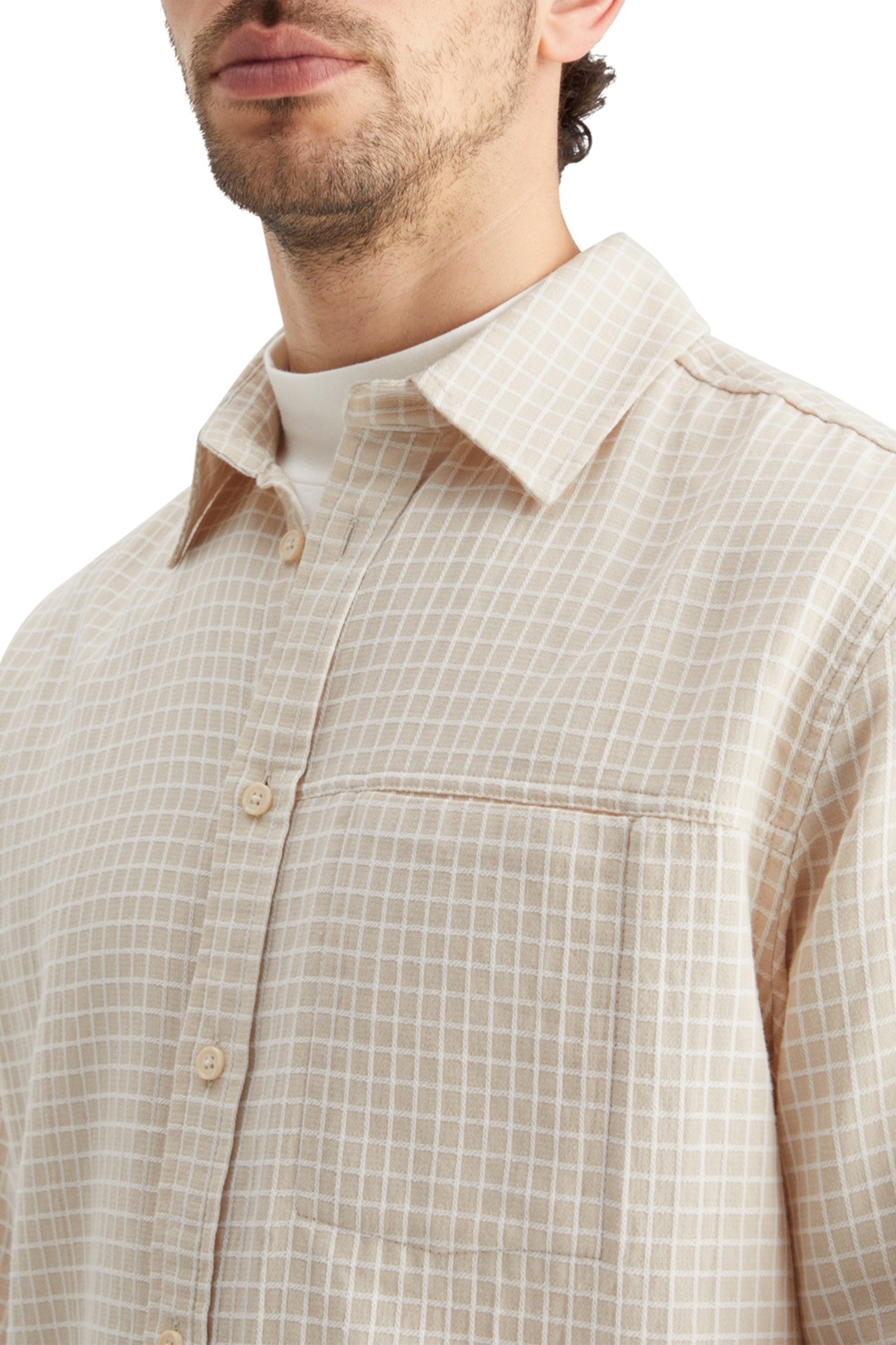 MICRO DOBBY CHECK SHIRT PARCHMENT 7