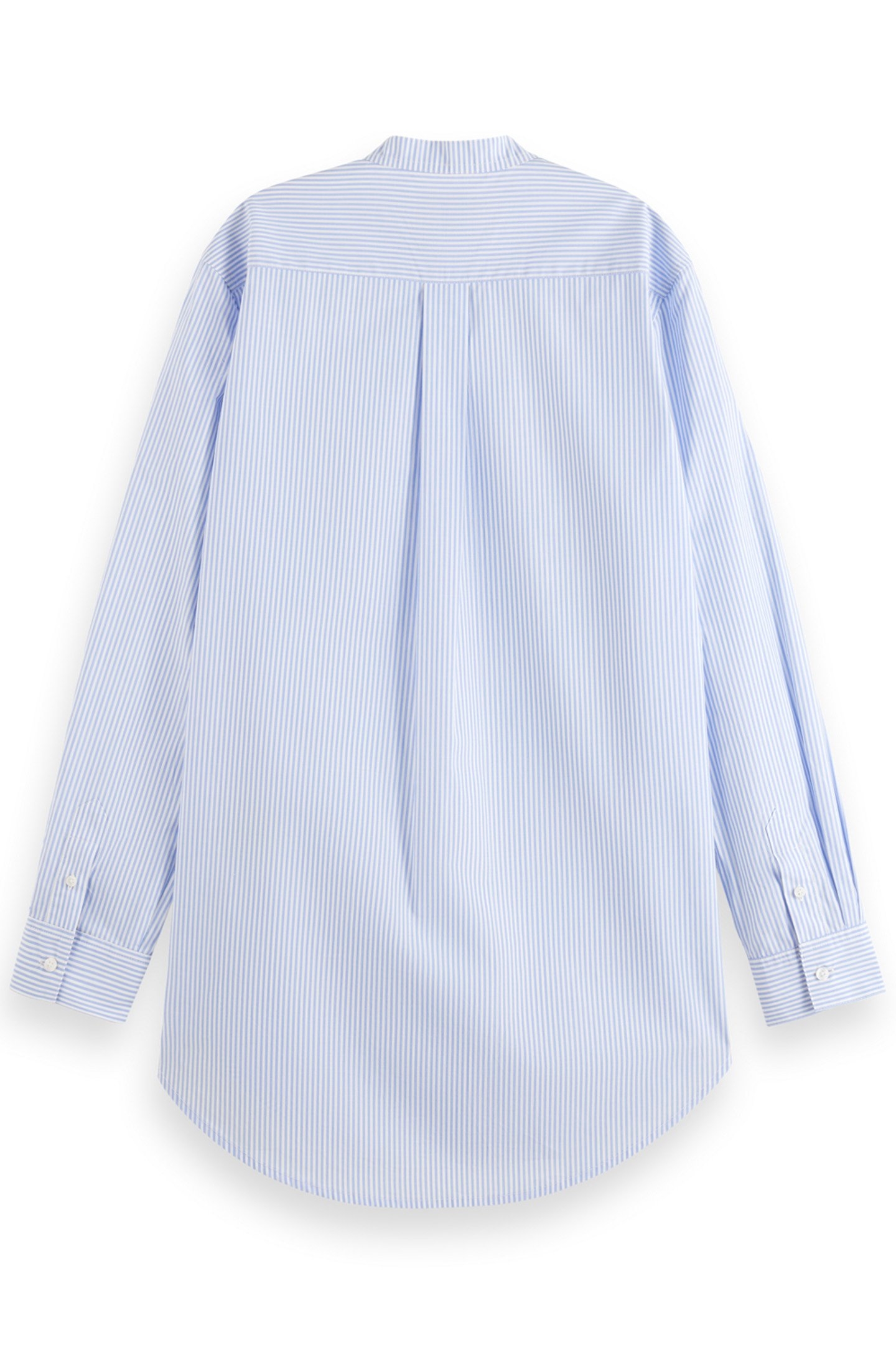 PLACKET RUFFLE SHIRT MYSTIC BLUE AND WHITE STRIPES 2