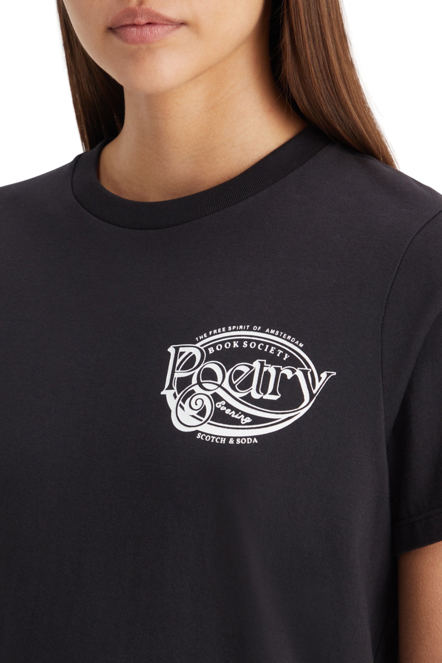 REGULAR FIT T-SHIRT WITH SMALL CHEST ARTWORK EVENING BLACK 6