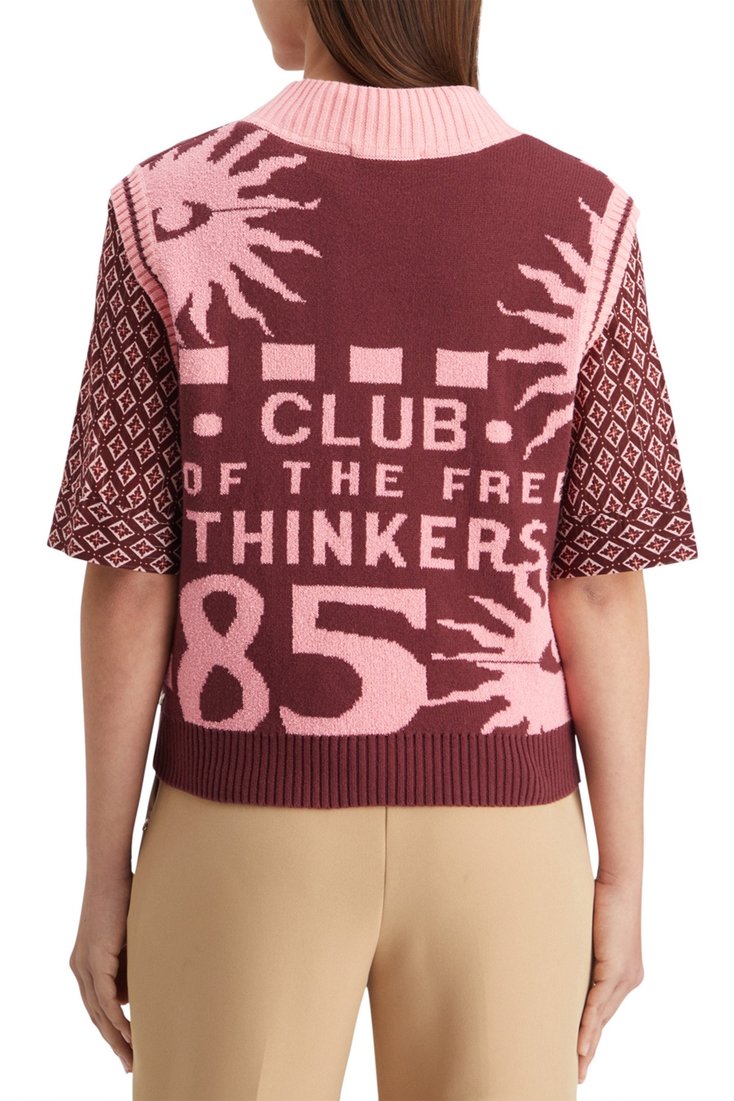 JACQUARD KNITTED SPENCER BORDEAUX 2