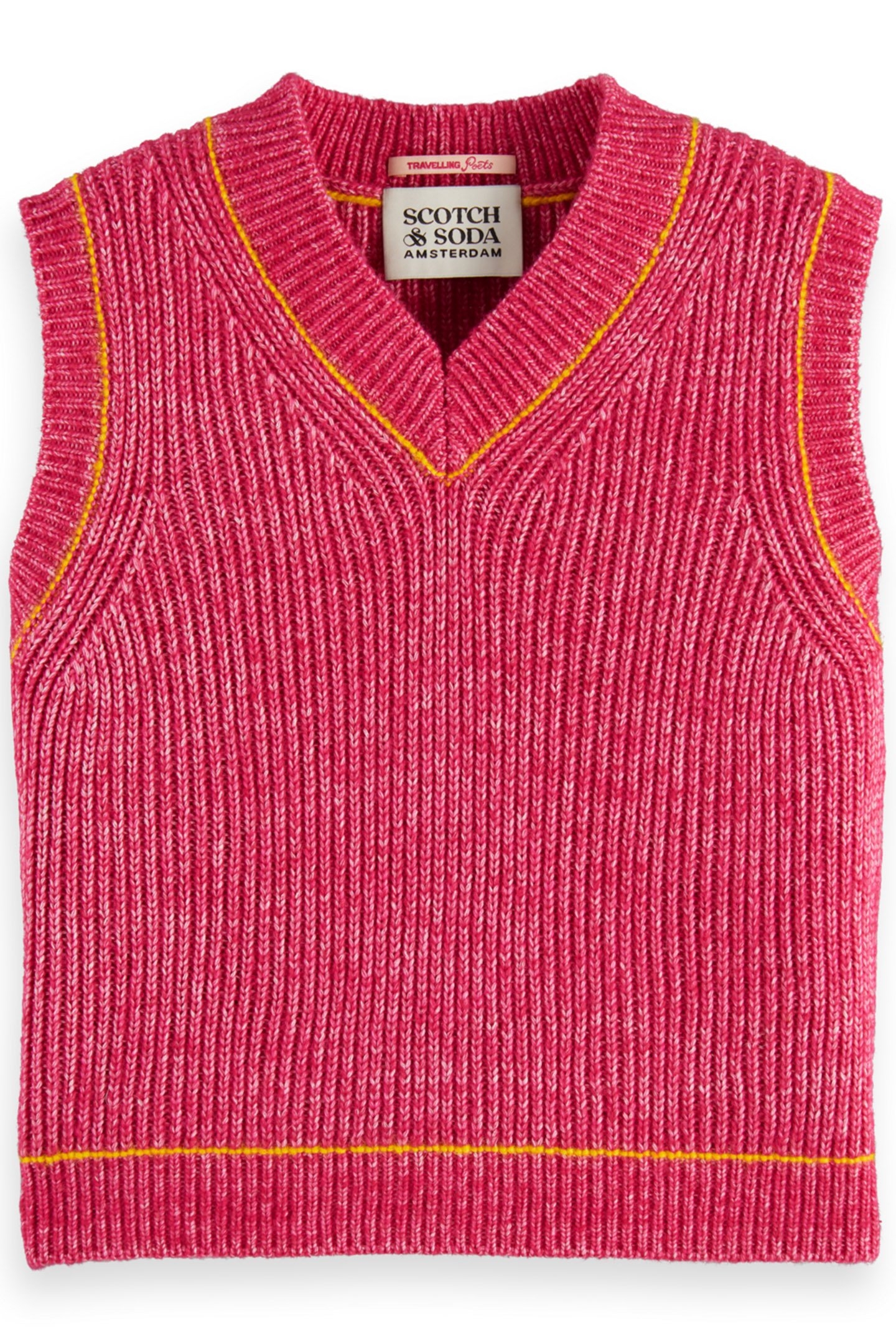 GIRL COTTON TRIPLE YARN V-NECK VEST BOHEMIAN PINK 1