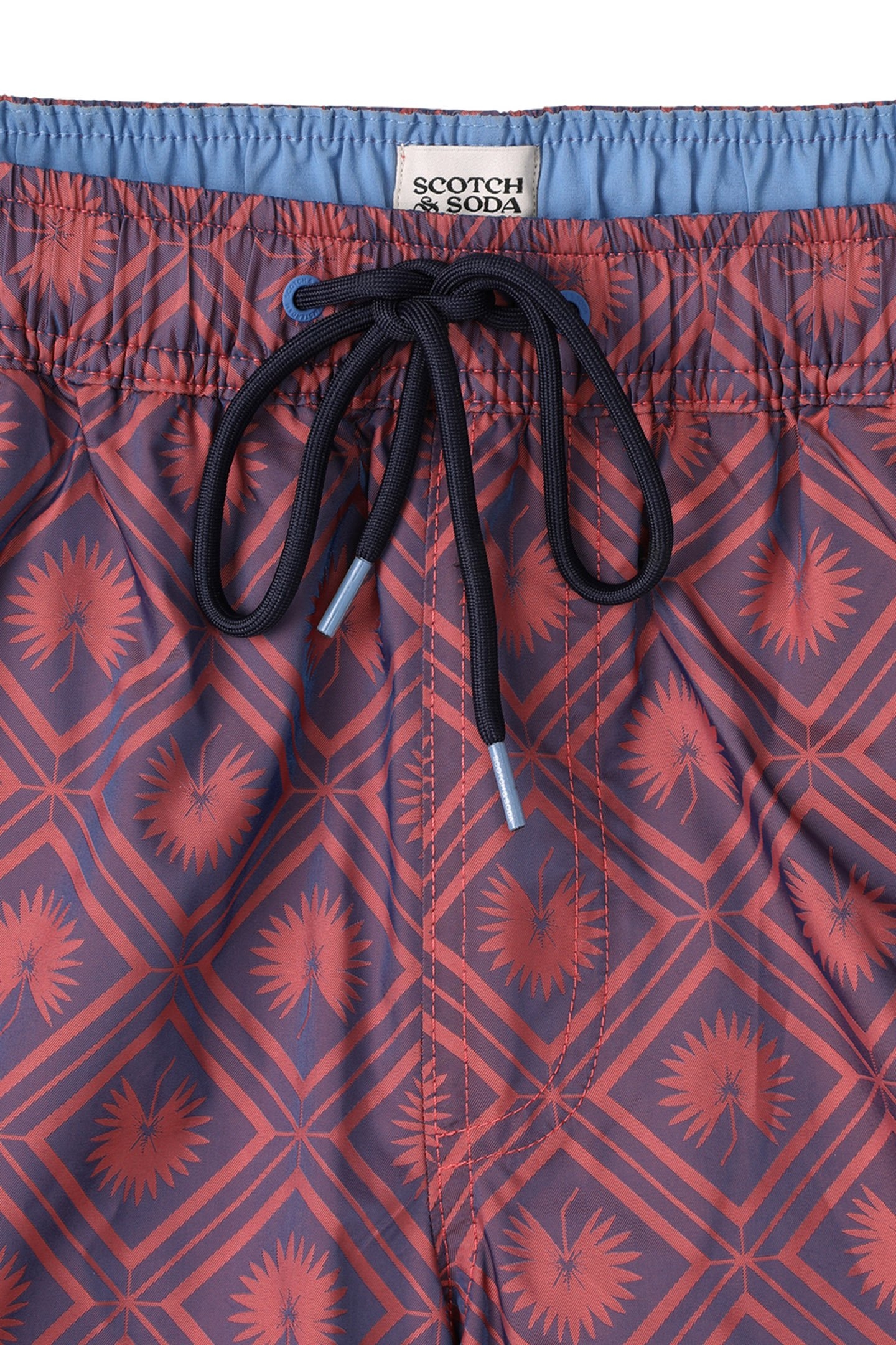 DIAMOND PATTERNED SWIM TRUNK LT PASTEL RED 4