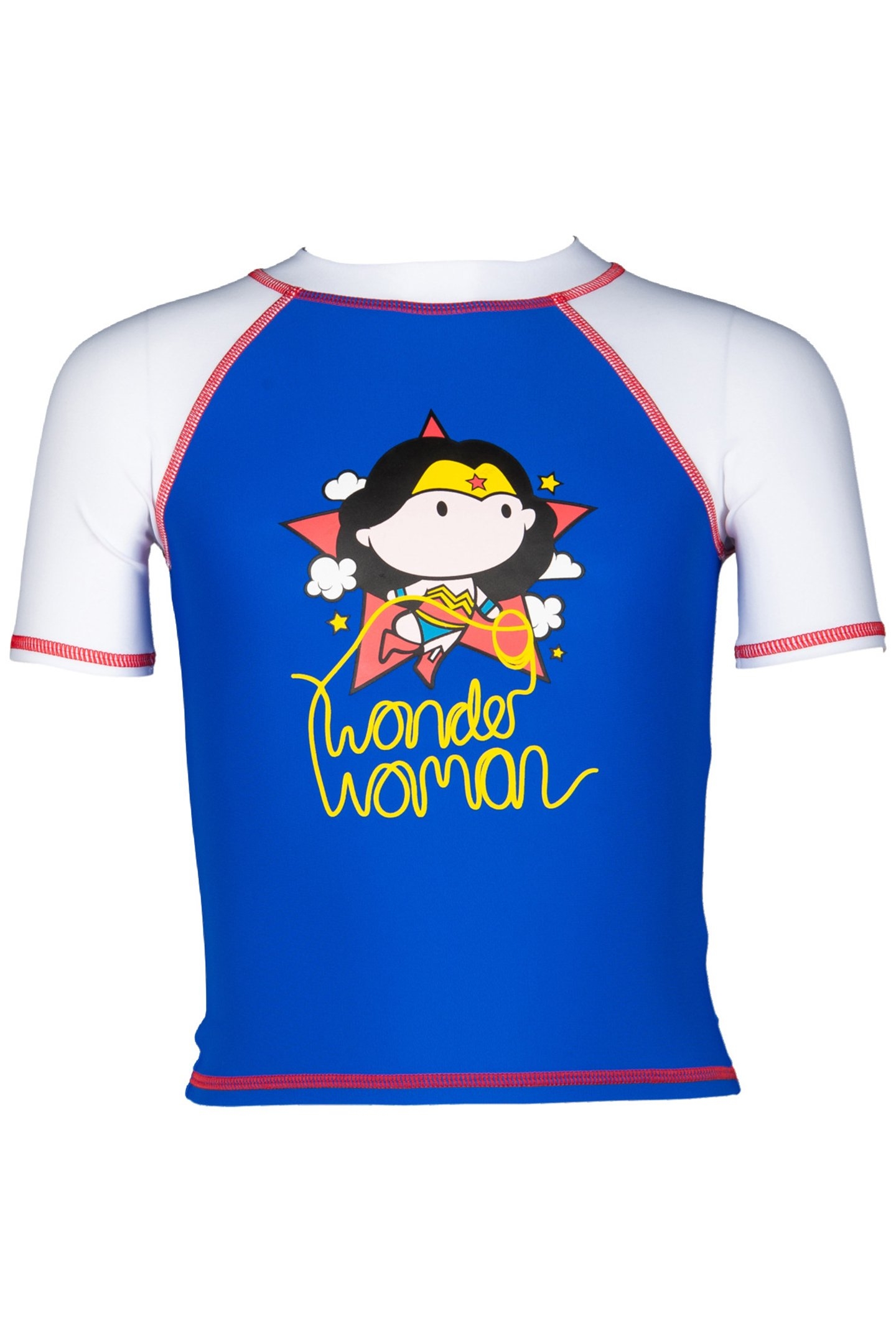 WONDER WOMAN KIDS GIRL UV S/S TEE NEON BLUE-WHITE 1