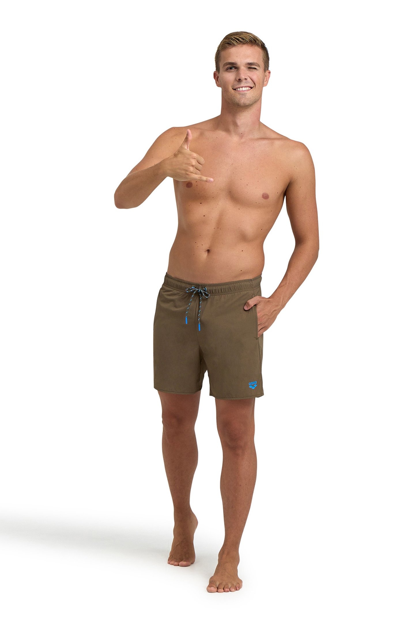 MEN'S ARENA PRO_FILE BEACH BOXER DARK OLIVE-TURQUOISE 3