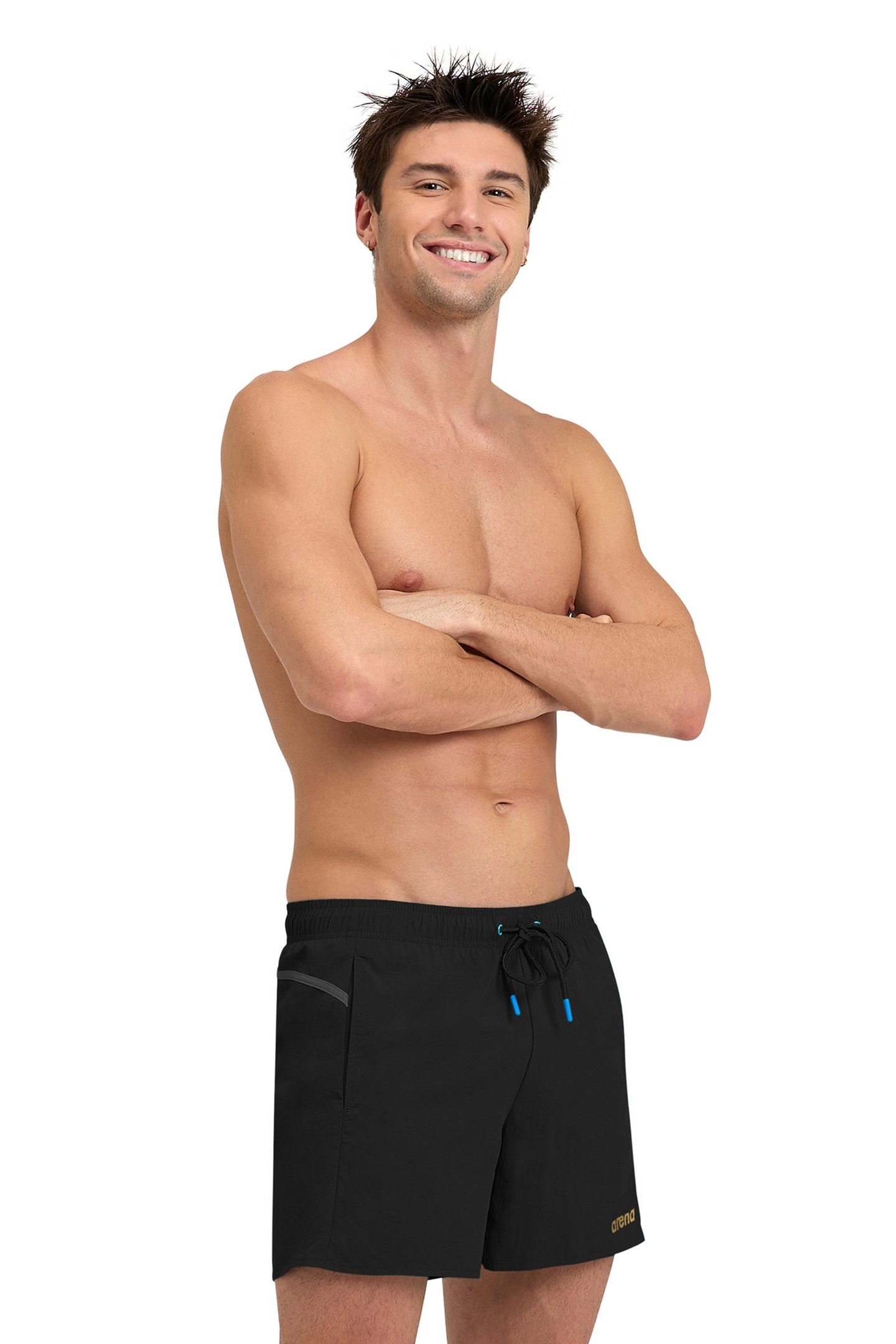 MEN'S ARENA PRO_FILE BEACH SHORT BLACK-ASPHALT-GOLD 1