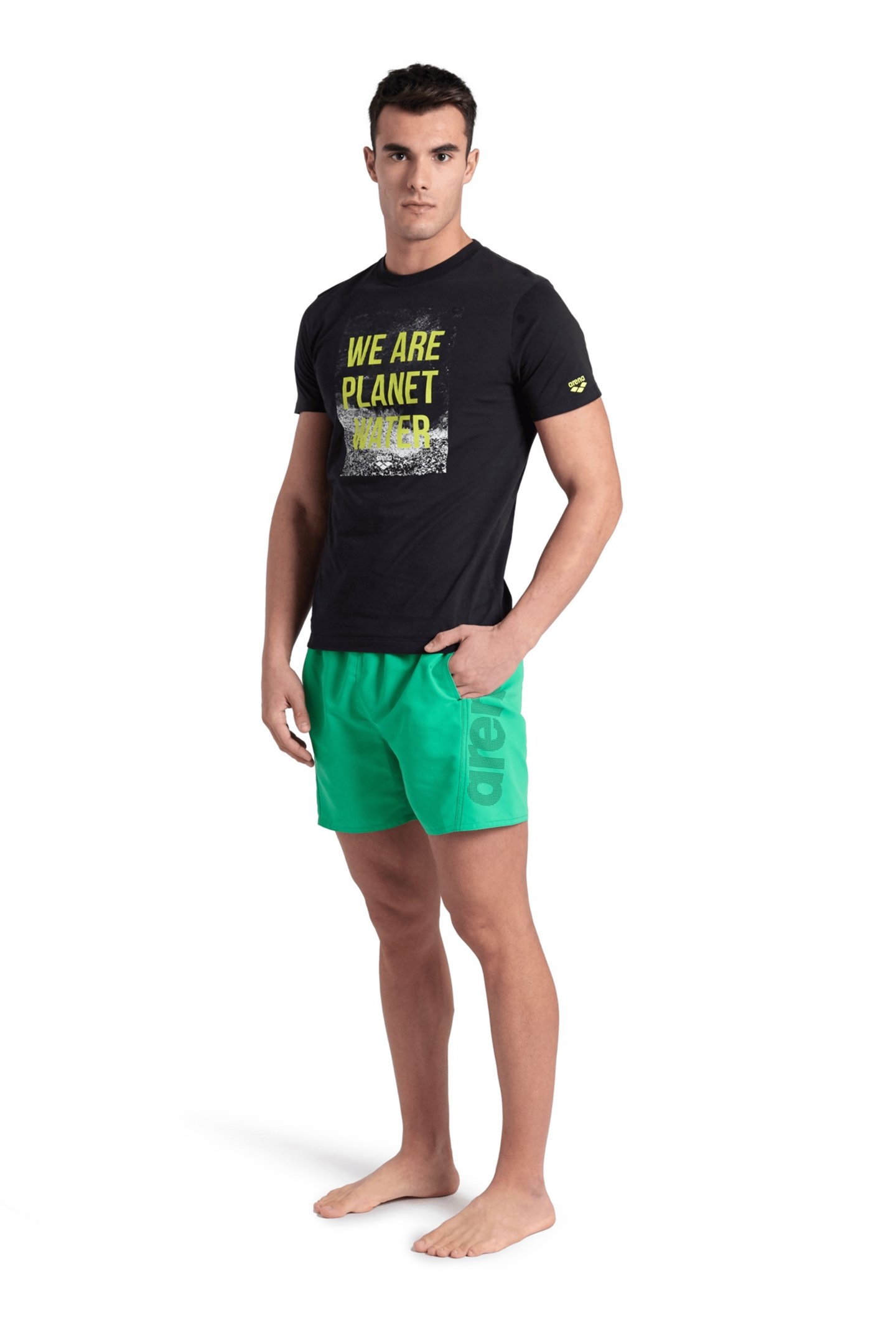 MEN'S T-SHIRT SOLID COTTON BLACK-WE ARE PLANET WATER 3