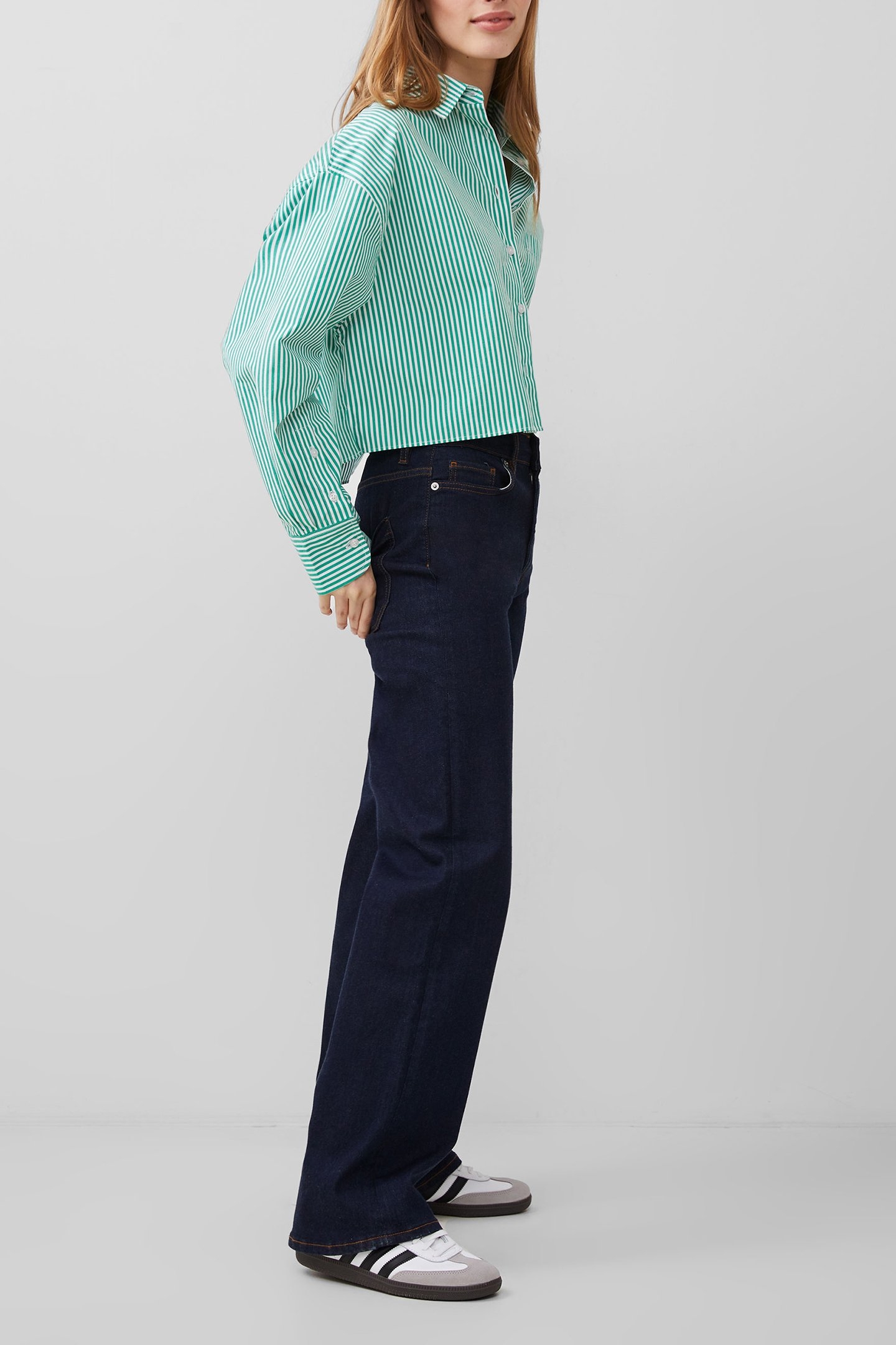 ALISSA STRIPE CROPPED SHIRT JELLY BEAN/WHITE 3