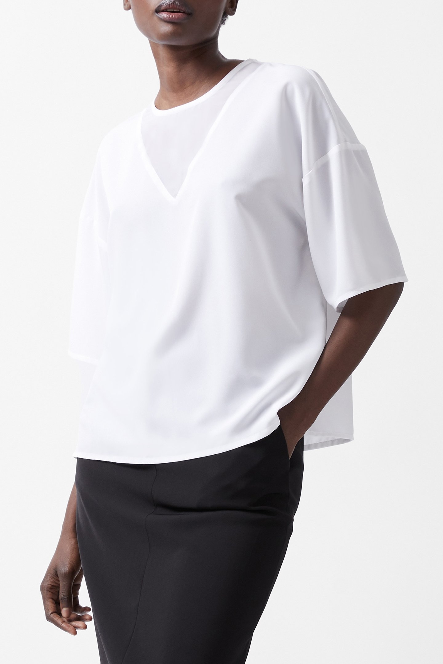 CAPRIANA CREPE TOP LINEN WHITE 1