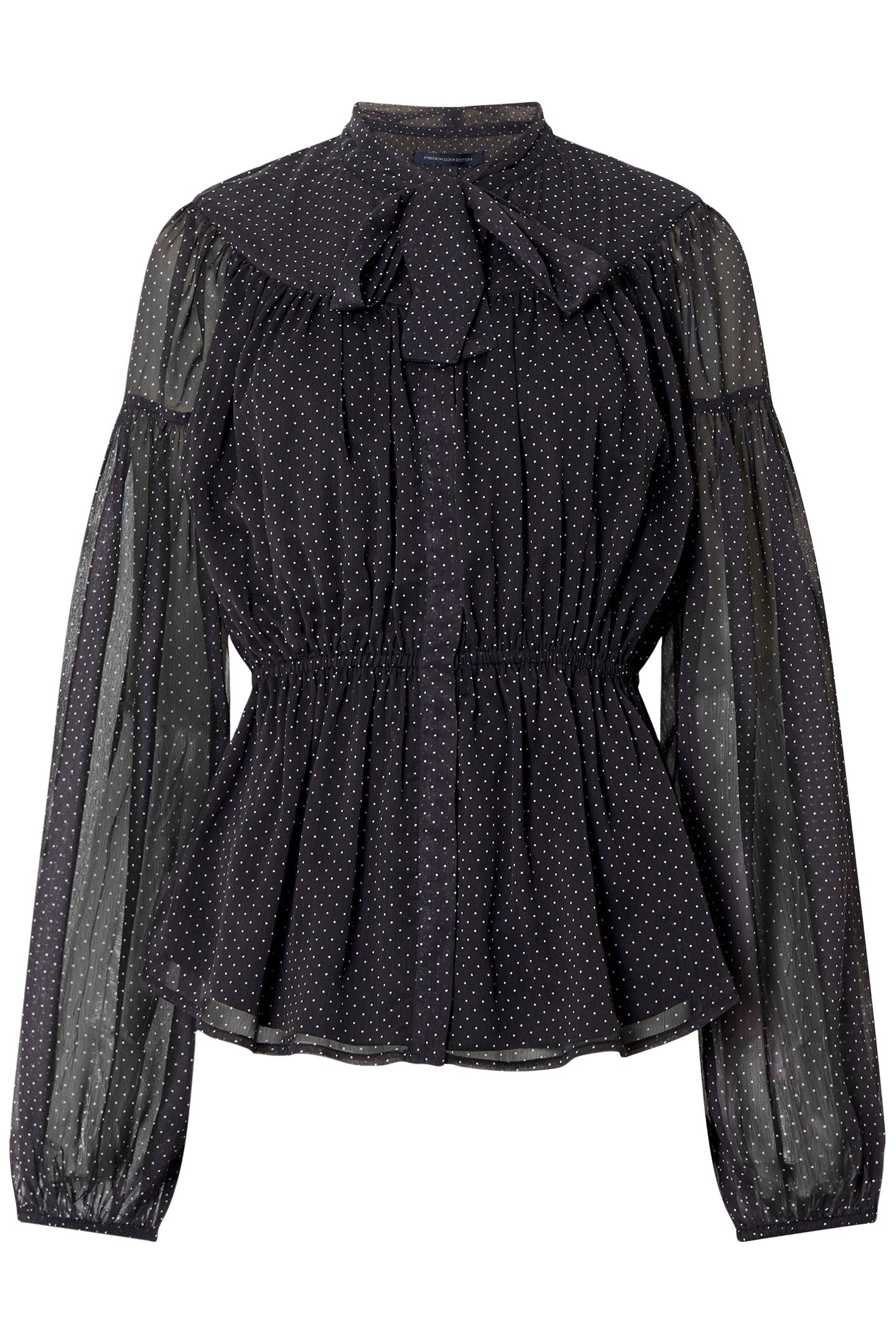 INES CHIFFON FITTED WAIST BLOU BLACKOUT/SUMMER WHIT 3