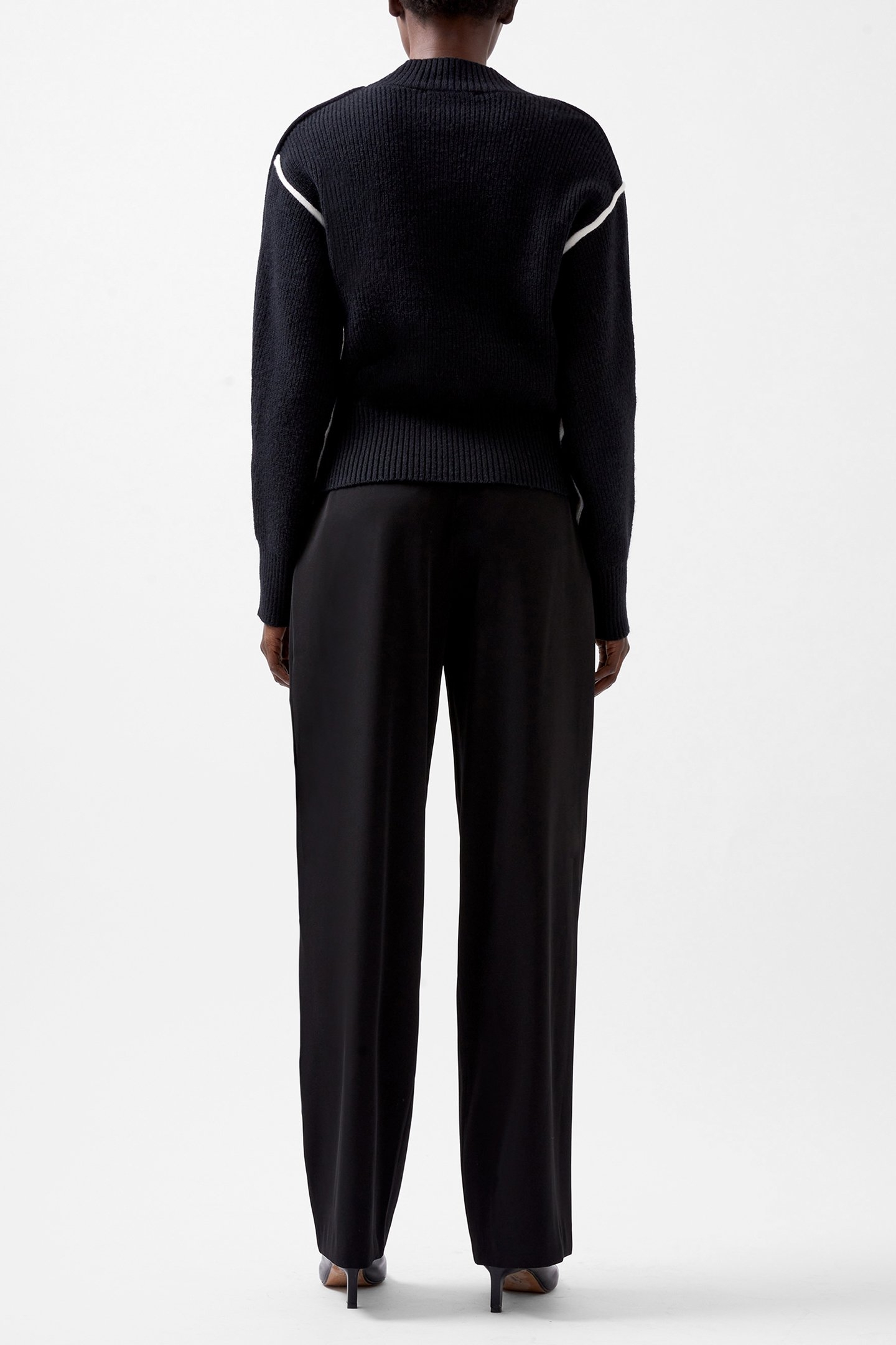 LORENA LS HIGH NK JUMPER BLACKOUT/LINEN WHITE 2