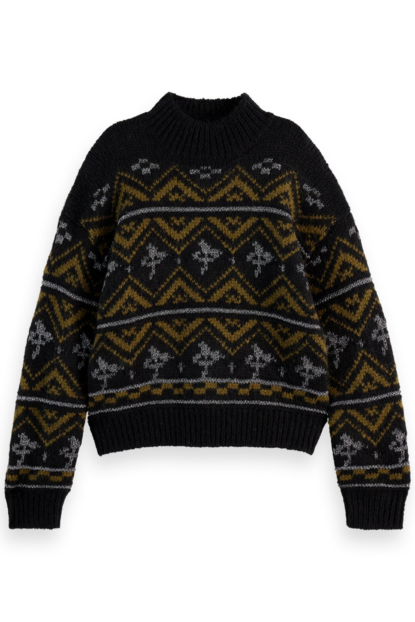 METALLIC FAIR ISLE PULLOVER EVENING BLACK 4