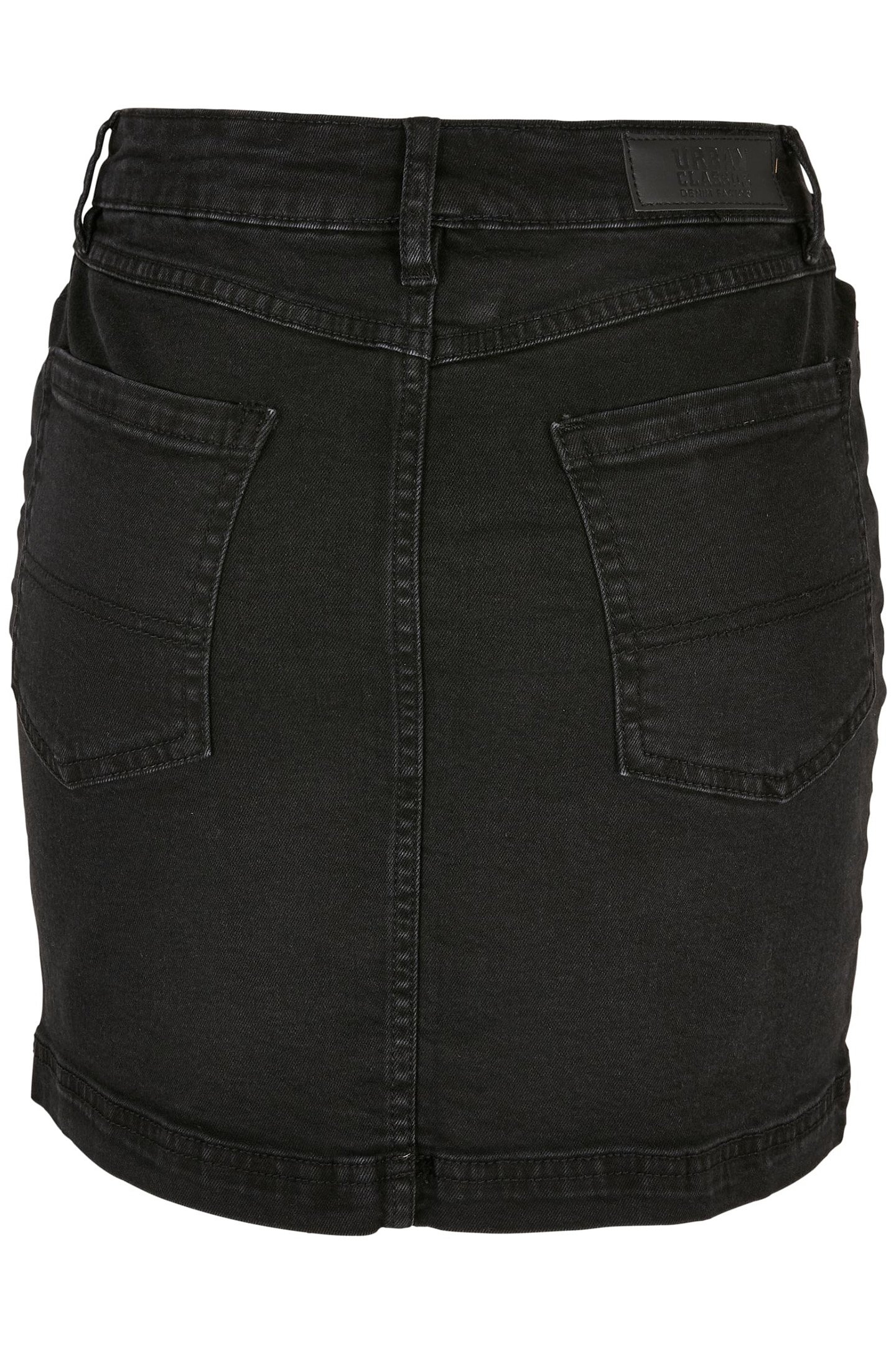 LADIES ORGANIC STRETCH DENIM MINI SKIRT BLACK WASHED 2