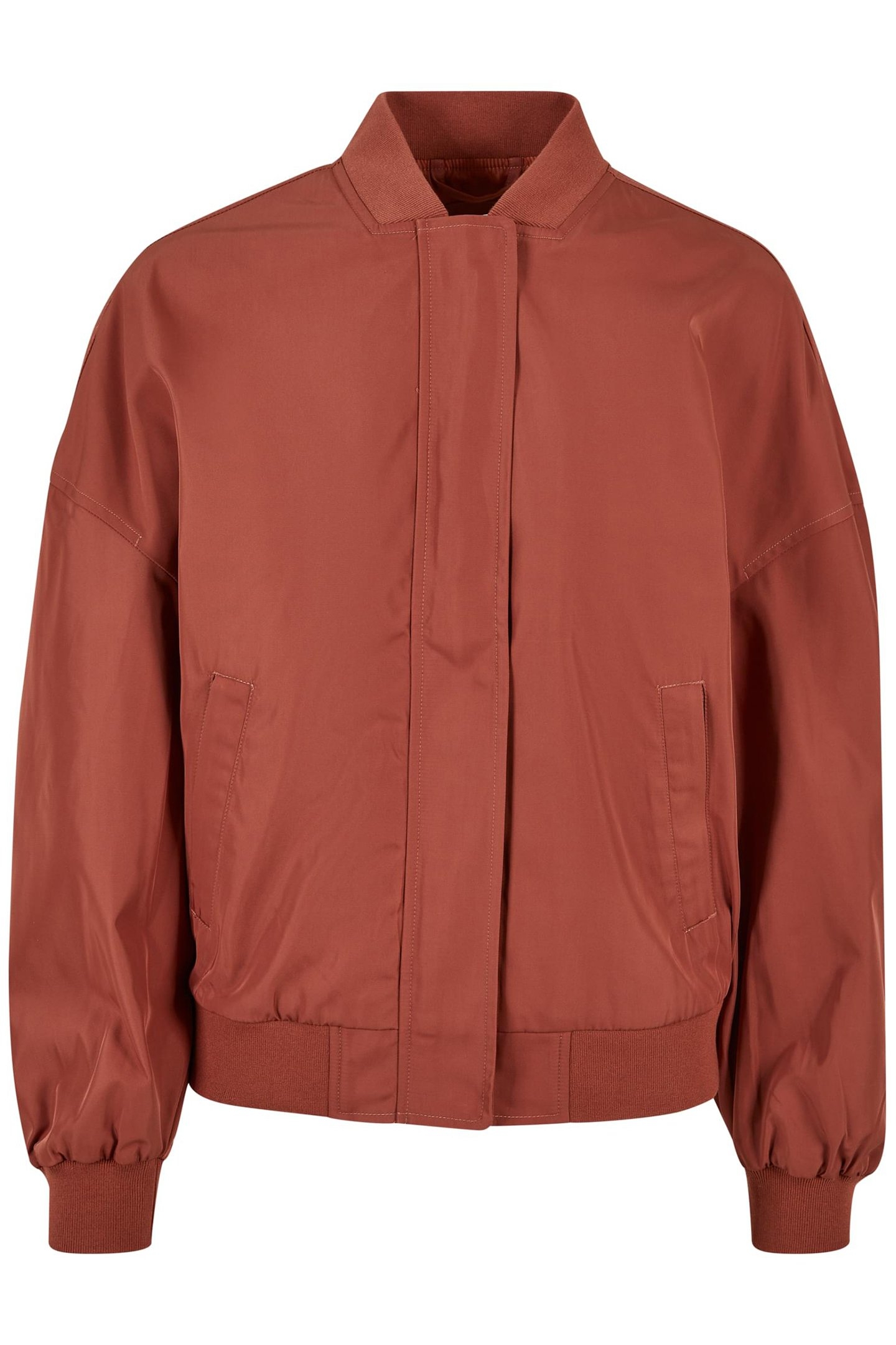 LADIES RECYCLED OVERSIZED LIGHT BOMBER JACKET TERRACOTTA 1