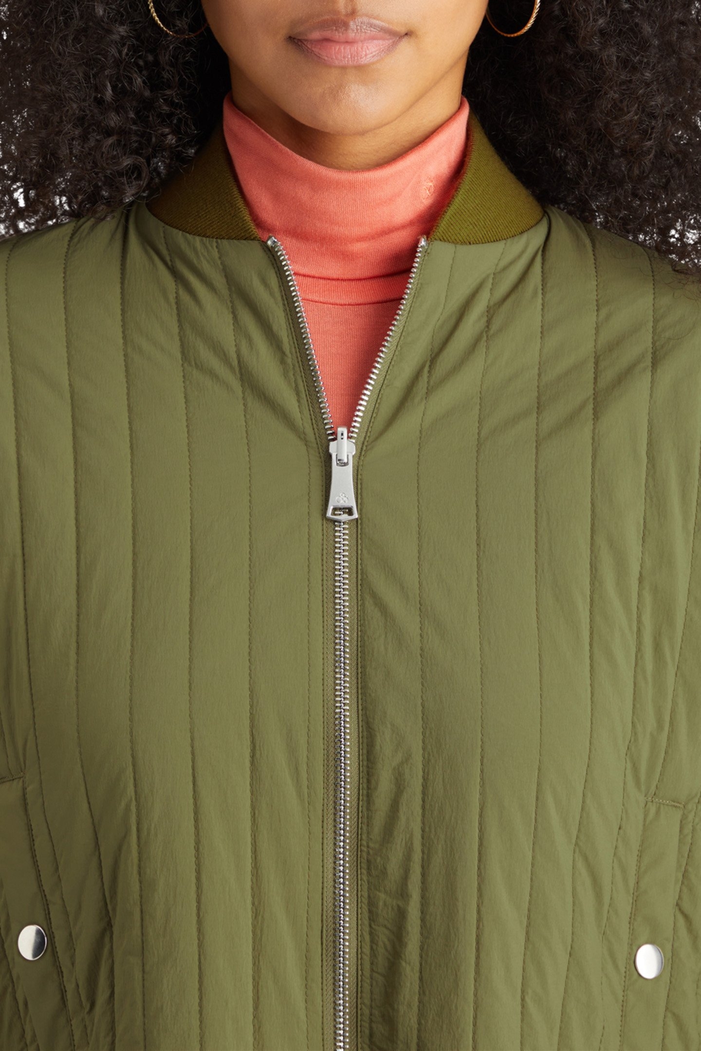 REVERSIBLE VERTICAL QUILT BOMBER WASHED MILITARY 8