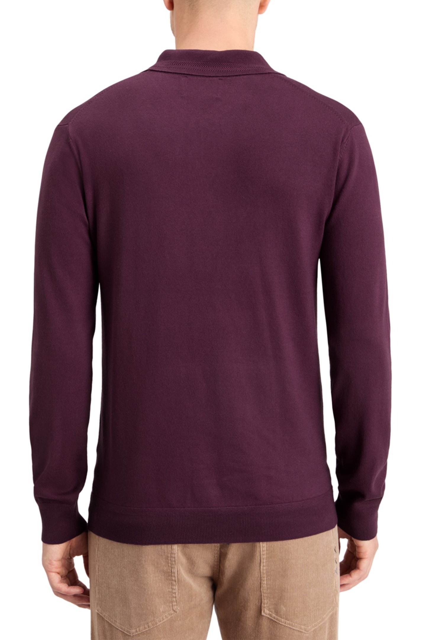 KNITTED POLO LONG SLEEVE BERRY 2