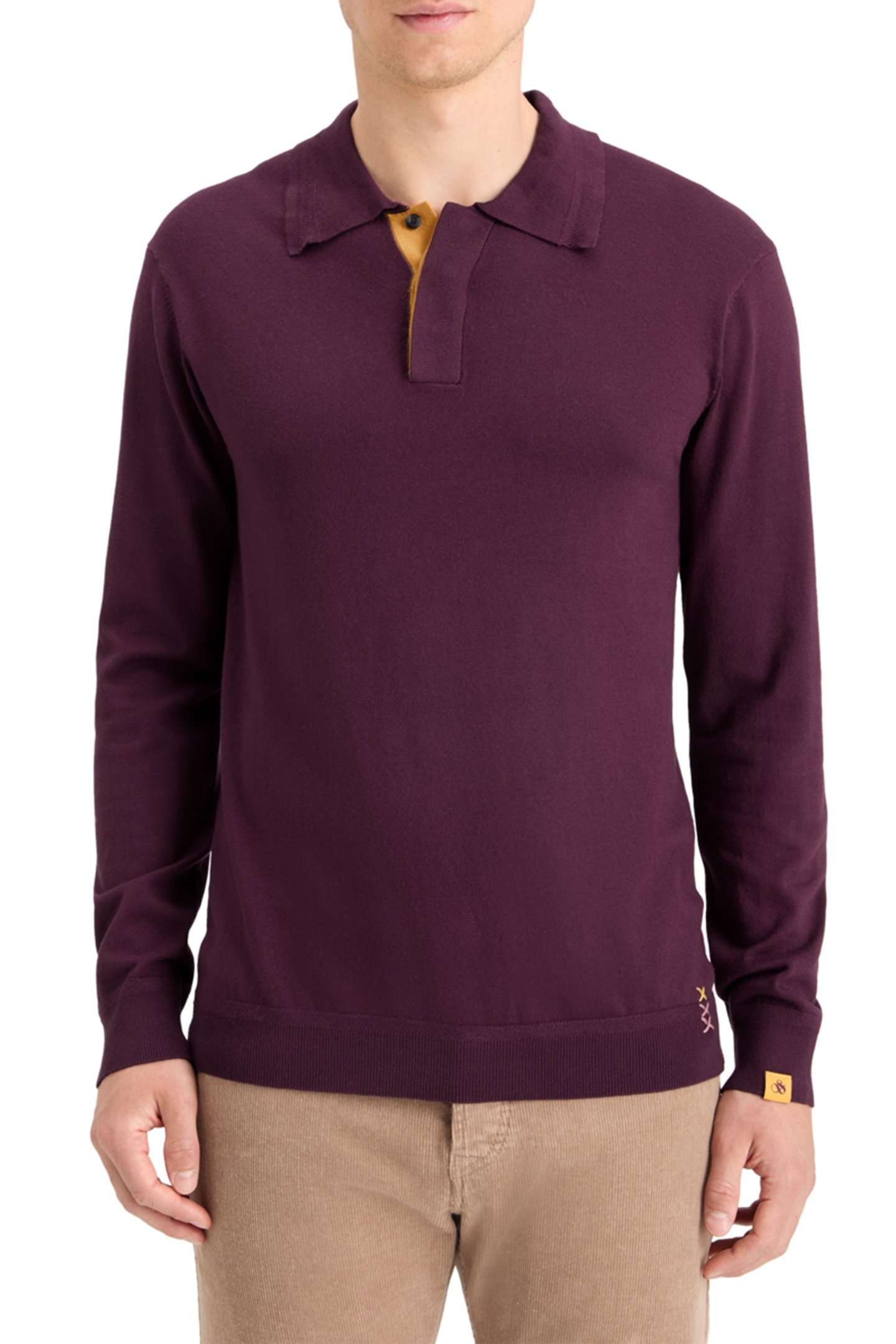 KNITTED POLO LONG SLEEVE BERRY 1