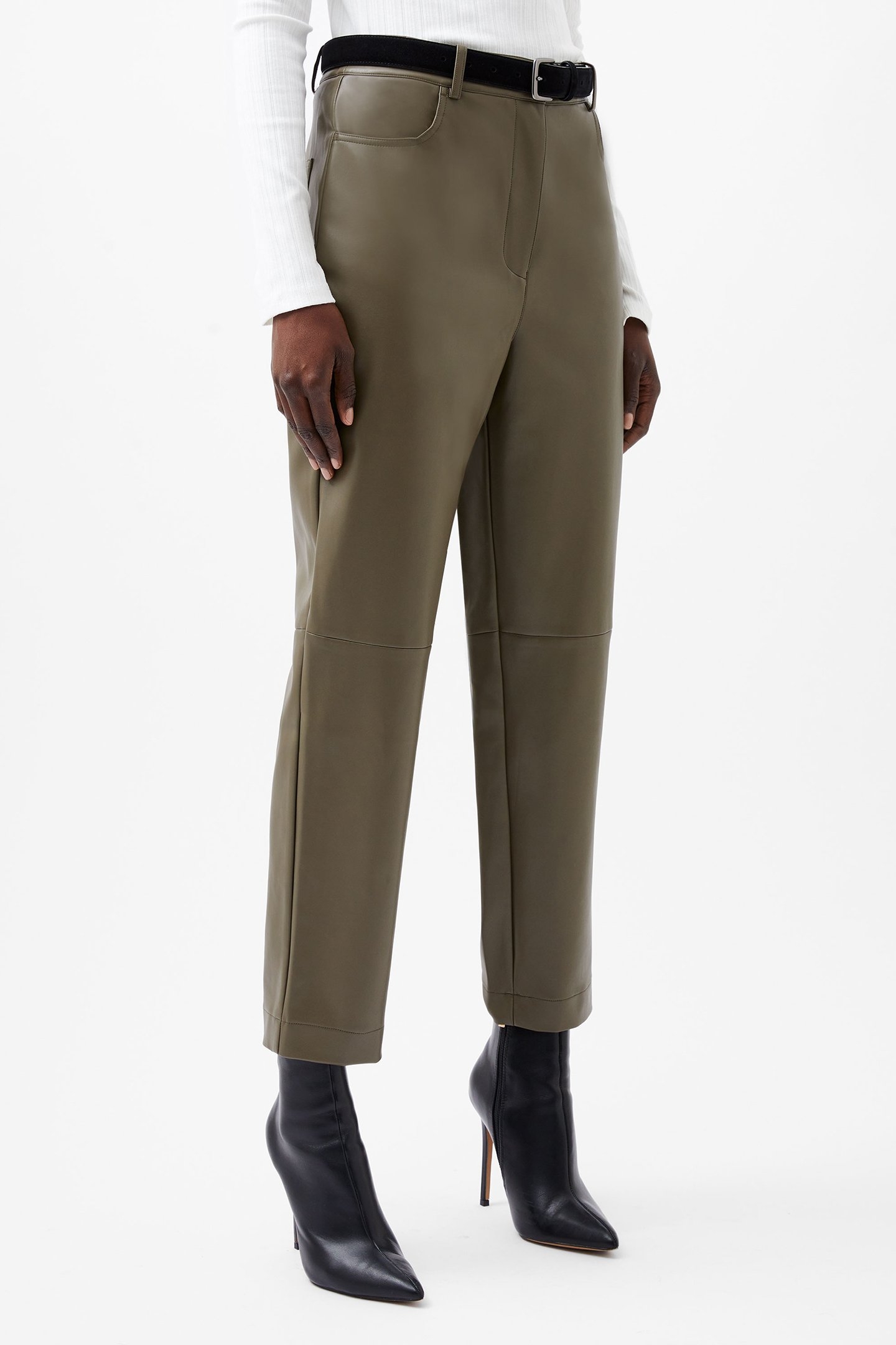 CROLENDA PU TROUSERS TARMAC KHAKI 1