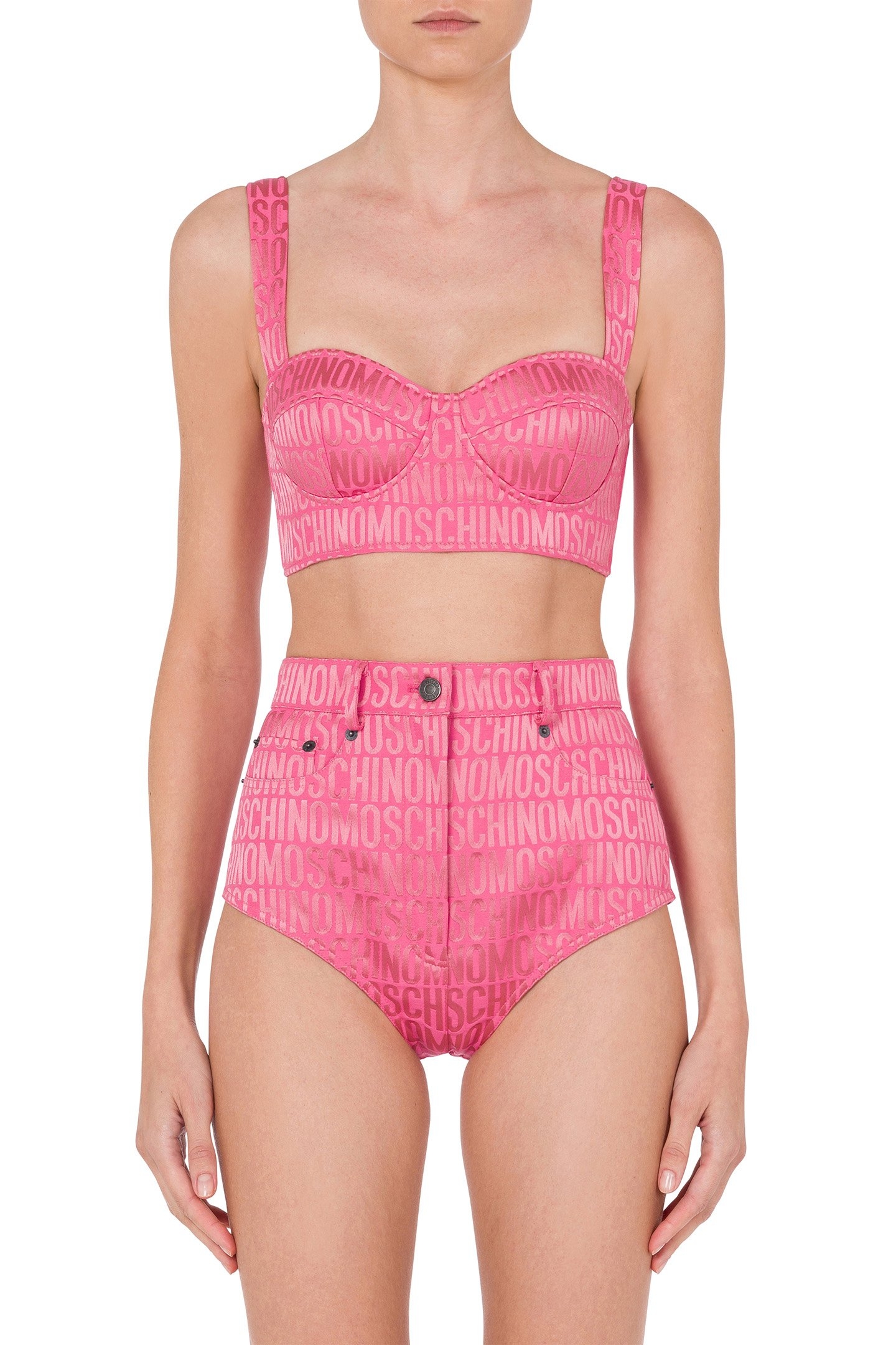 ALLOVER LOGO NYLON CROP TOP PINK 1