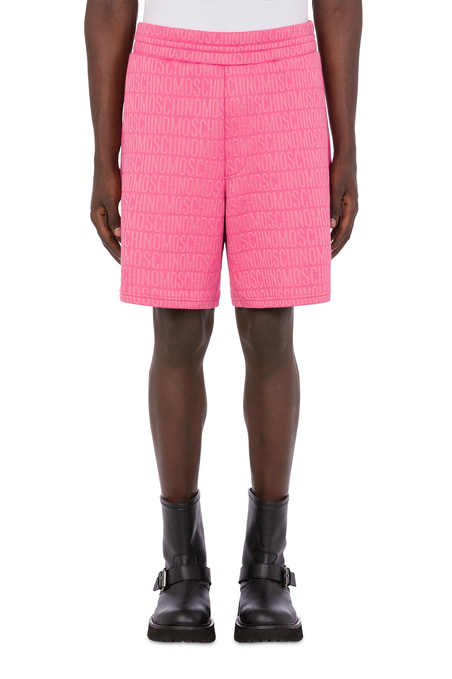 ALLOVER LOGO JACQUARD FLEECE BERMUDA SHORTS PINK 1