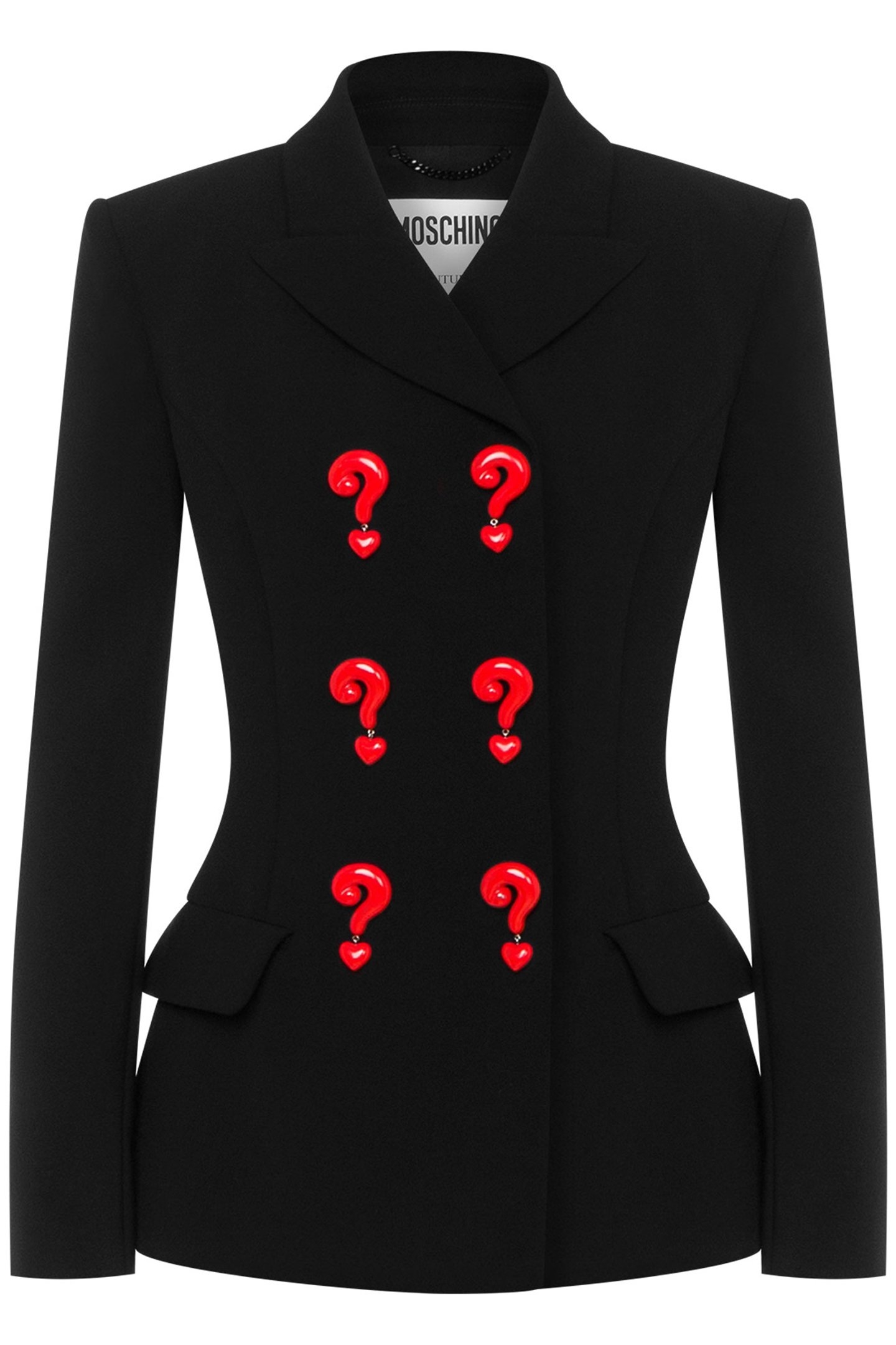 RED QUESTION MARKS CREPE JACKET BLACK 3