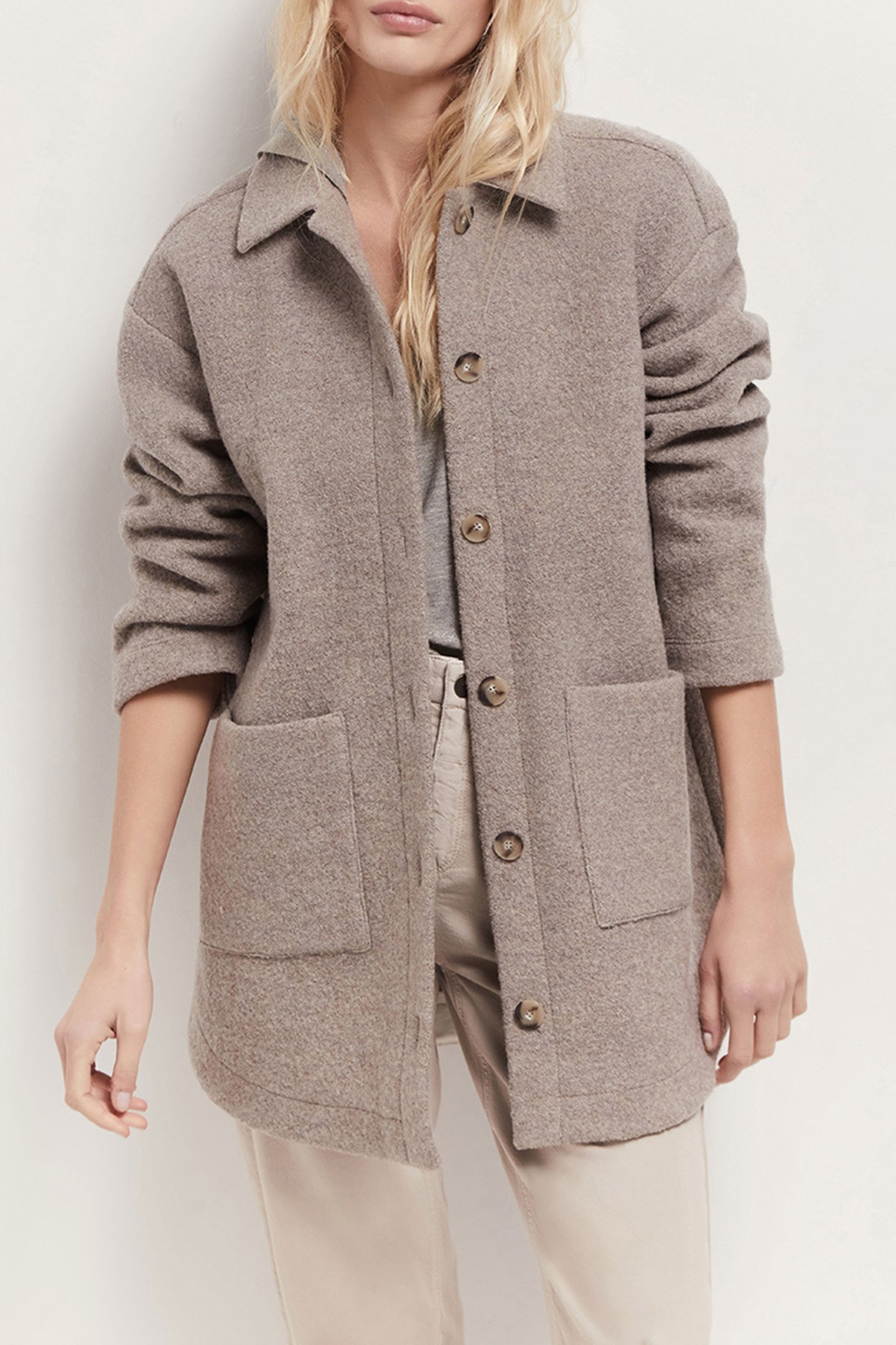 DANNY - MID-LENGTH SAND COAT IN BOILED WOOL 4