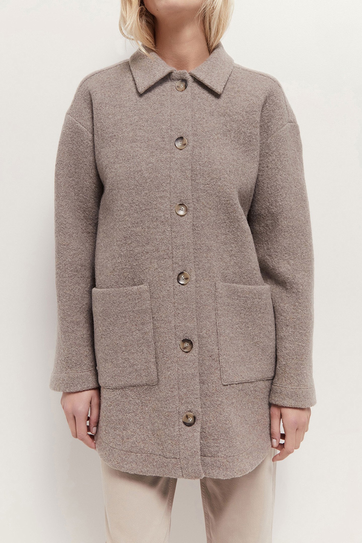 DANNY - MID-LENGTH SAND COAT IN BOILED WOOL 1