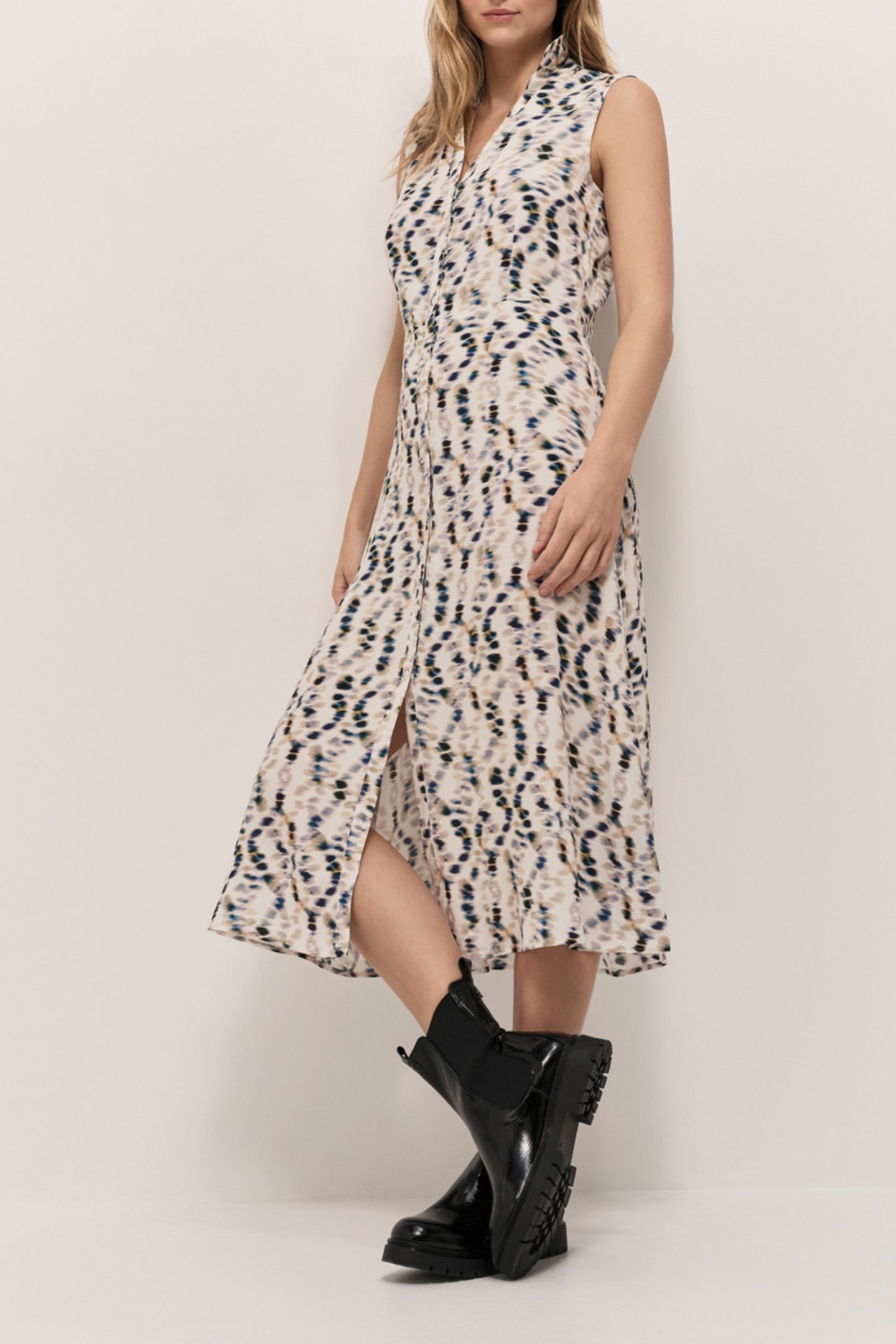 ROXY - OFF WHITE LONG SHIRT DRESS WITH PEARL TREASURE PRINT 3