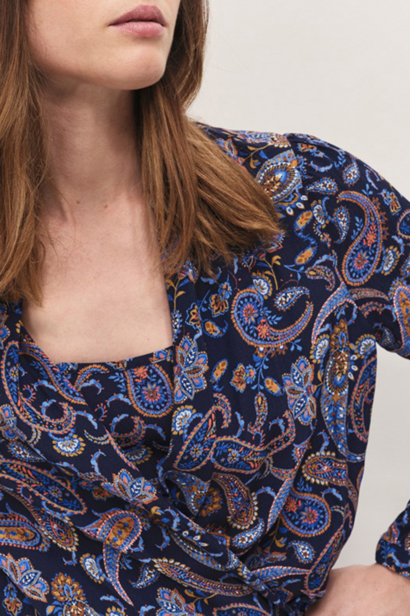 CARA NAVY NEO CASHMERE PRINT BLOUSE 4