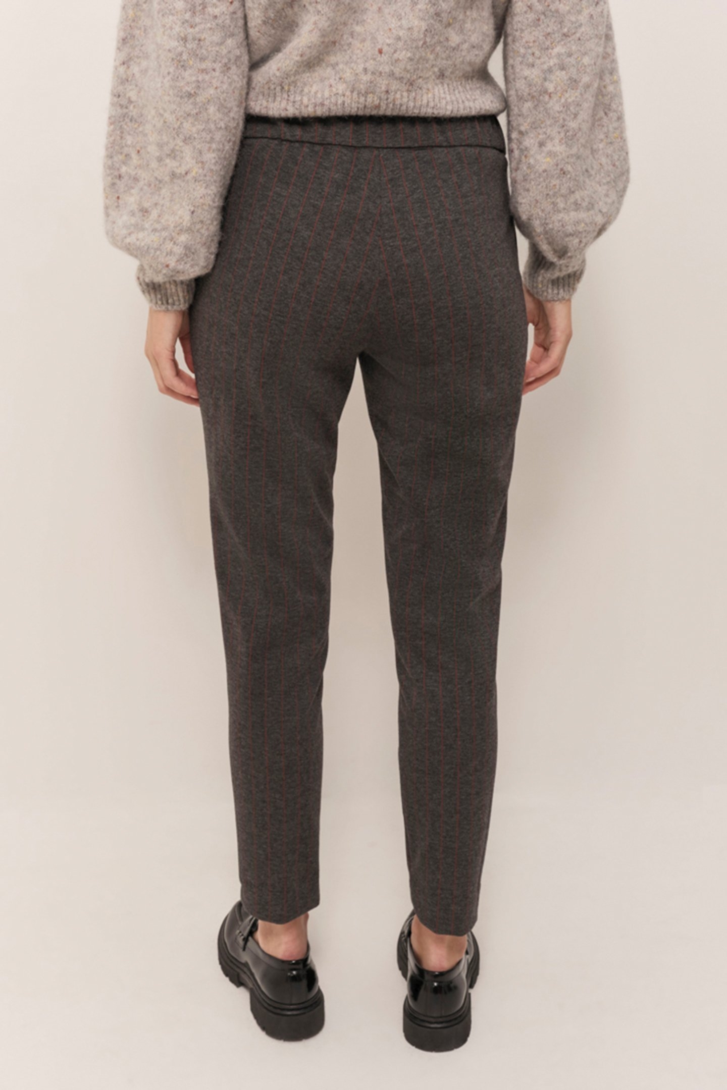 PAN - CHARCOAL GREY MILANO KNITTED CIGARETTE TROUSERS WITH 7 7