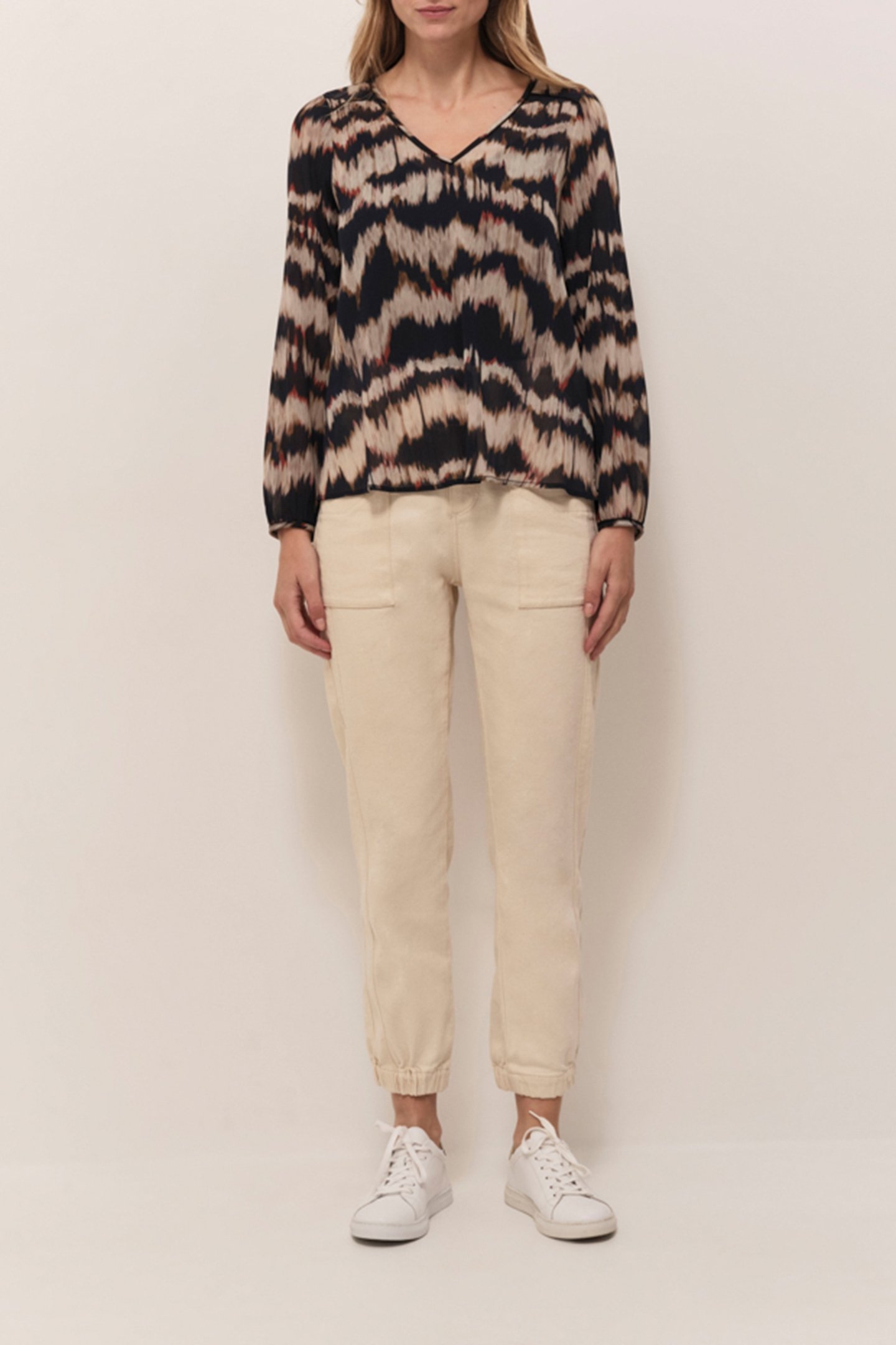 CASILDA ARTY STRIPE CHOCOLATE BLOUSE 1