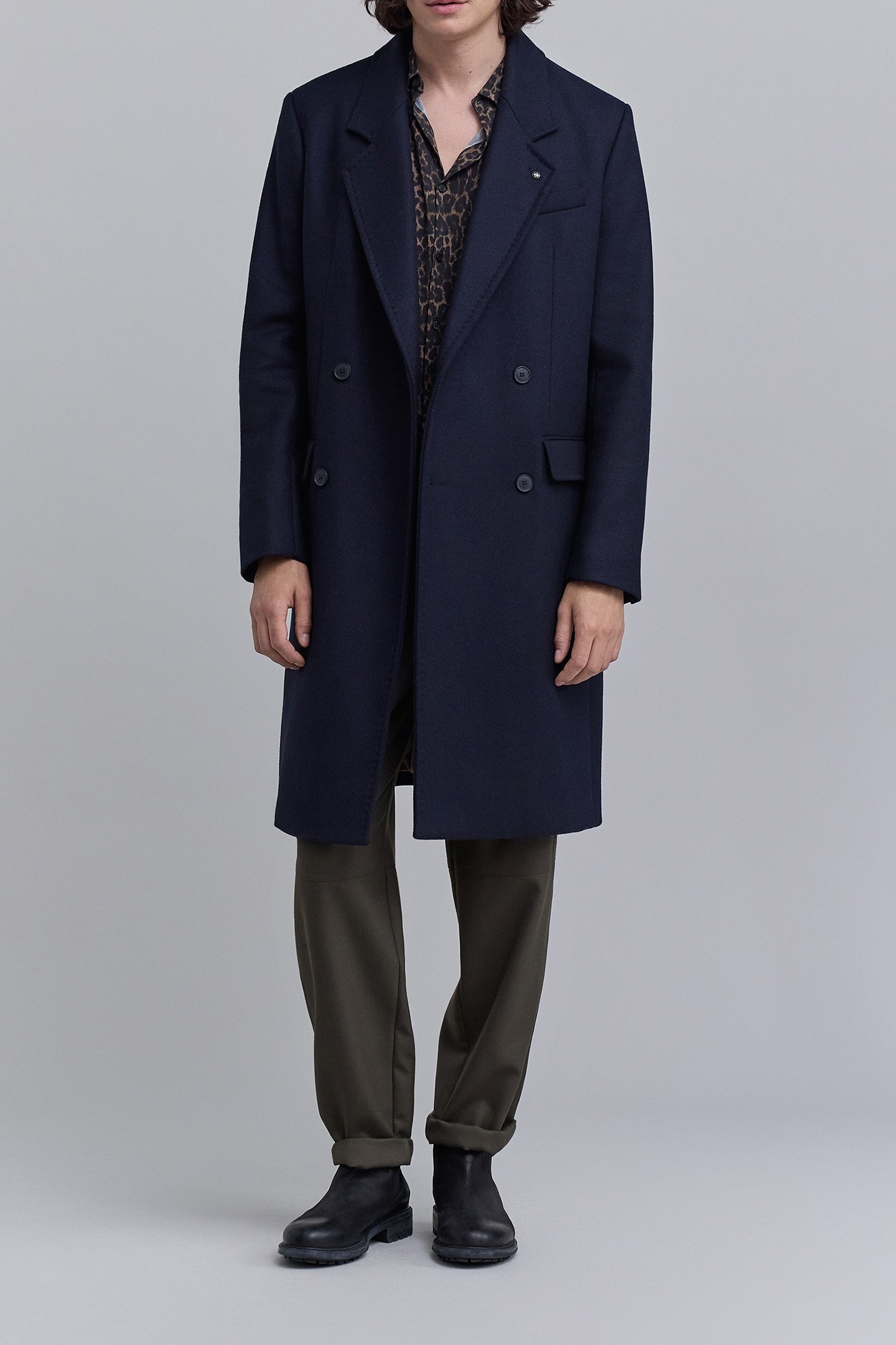 LONG NAVY BLUE DOUBLE-BREASTED COAT 3
