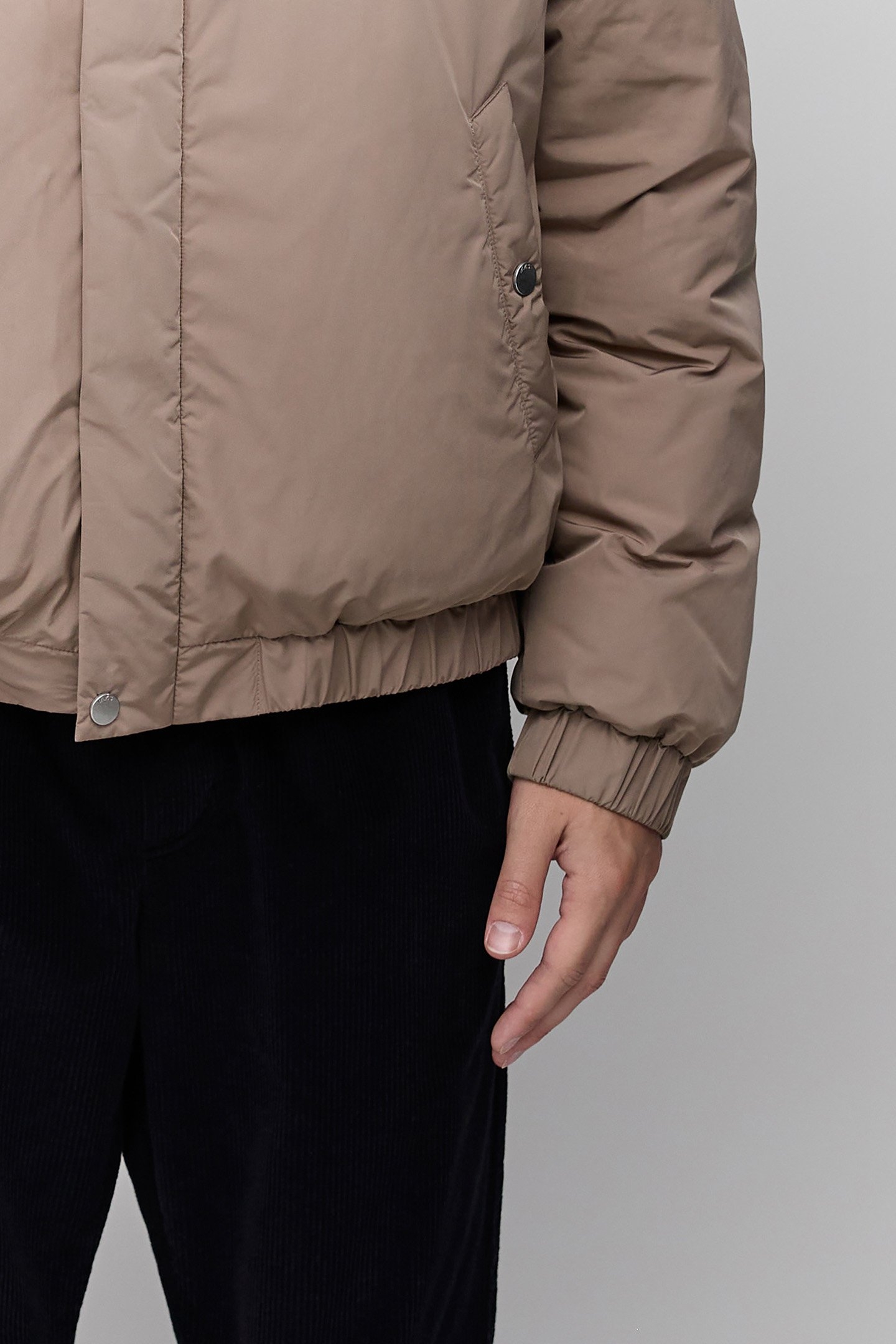 GREIGE PADDED JACKET WITH DETACHABLE NEOPRENE HOOD 7