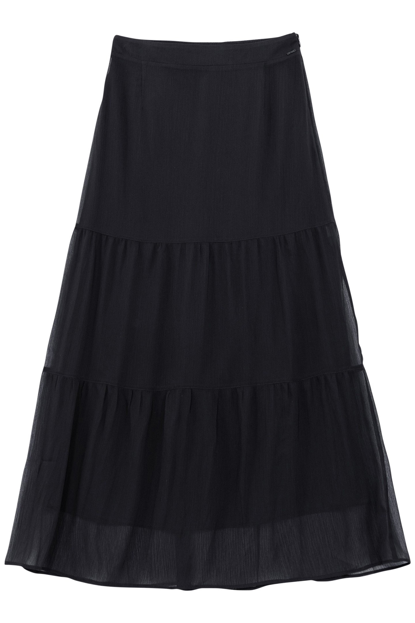 LONG BLACK CREPE VEIL SKIRT 4