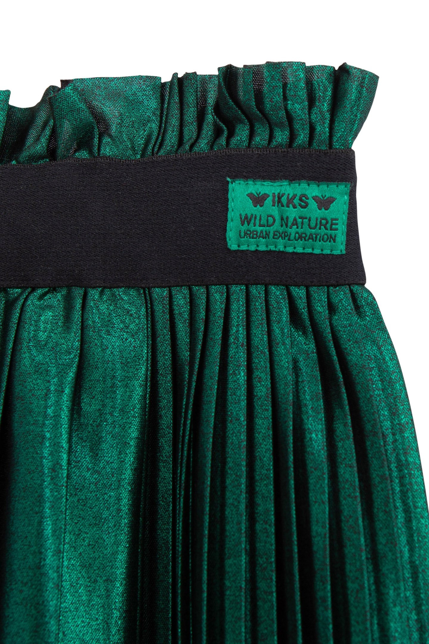 GIRL'S GREEN SATIN PLEATED MIDI SKIRT 4