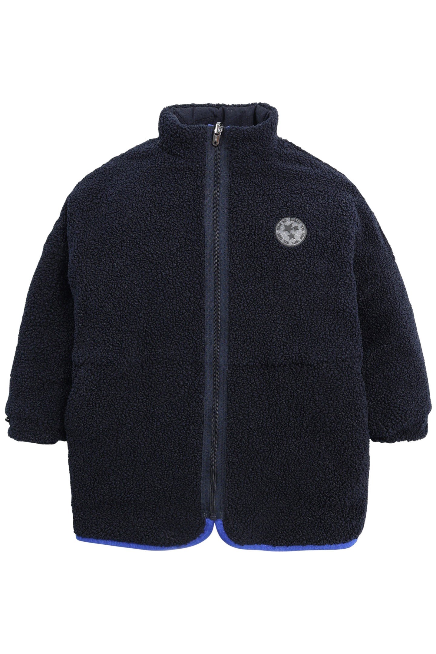 GIRL'S REVERSIBLE NAVY NYLON STAR AND SHERPA COAT 1