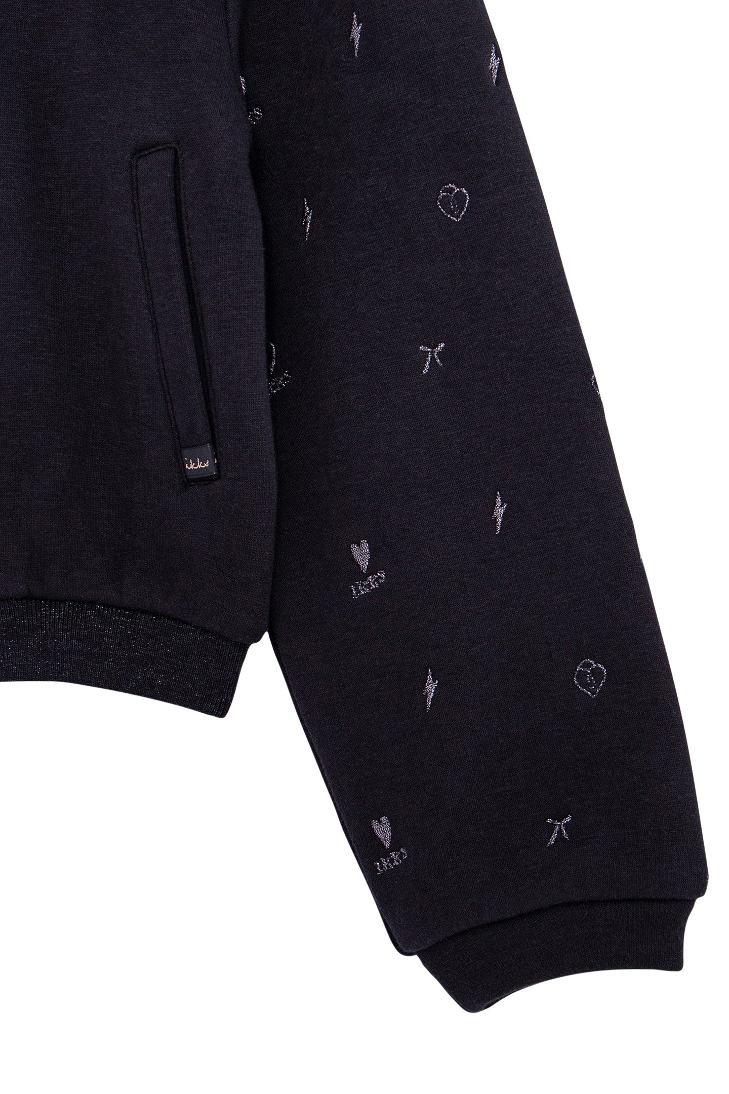 GIRL'S BLACK FLEECE BOMBER CARDIGAN 4