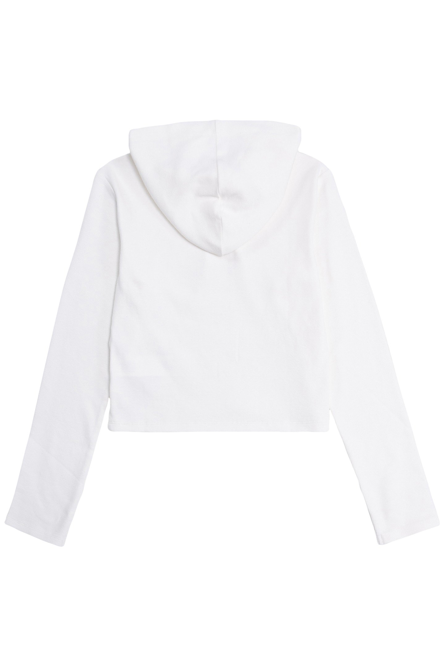 ECRU T-SHIRT WITH RIB KNIT HOOD AND GIRL'S MESSAGE 2