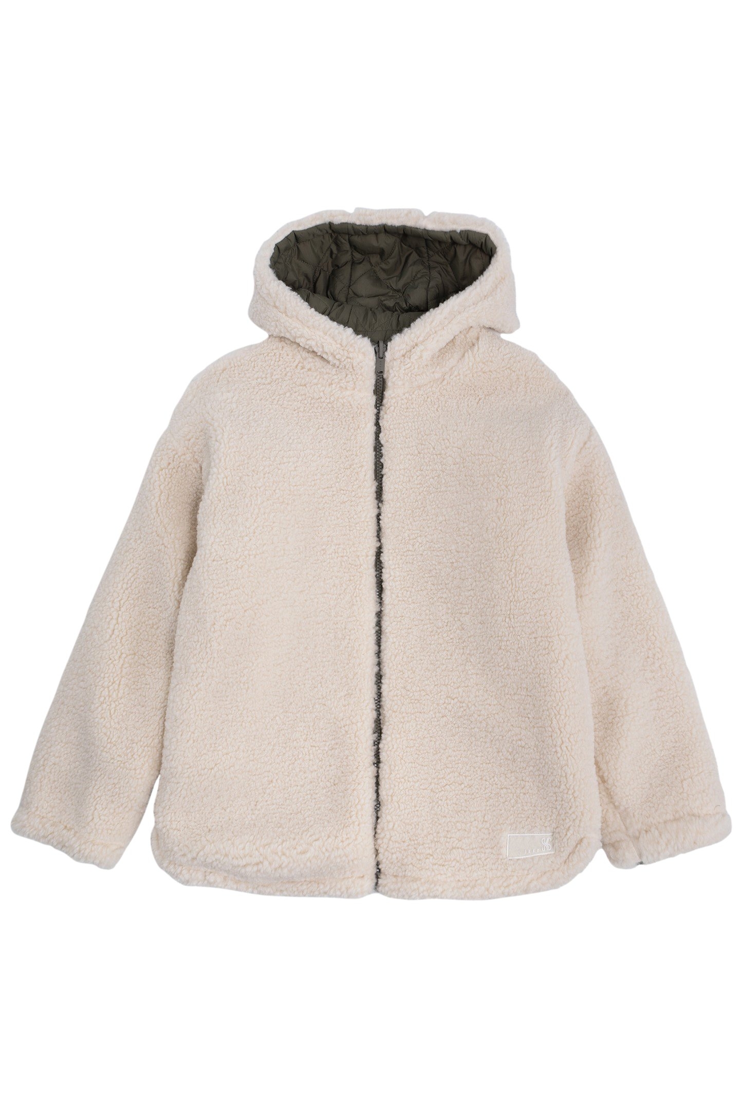 GIRL'S 4-IN-1 KHAKI PARKA, REVERSIBLE PADDED JACKET, GILET 4