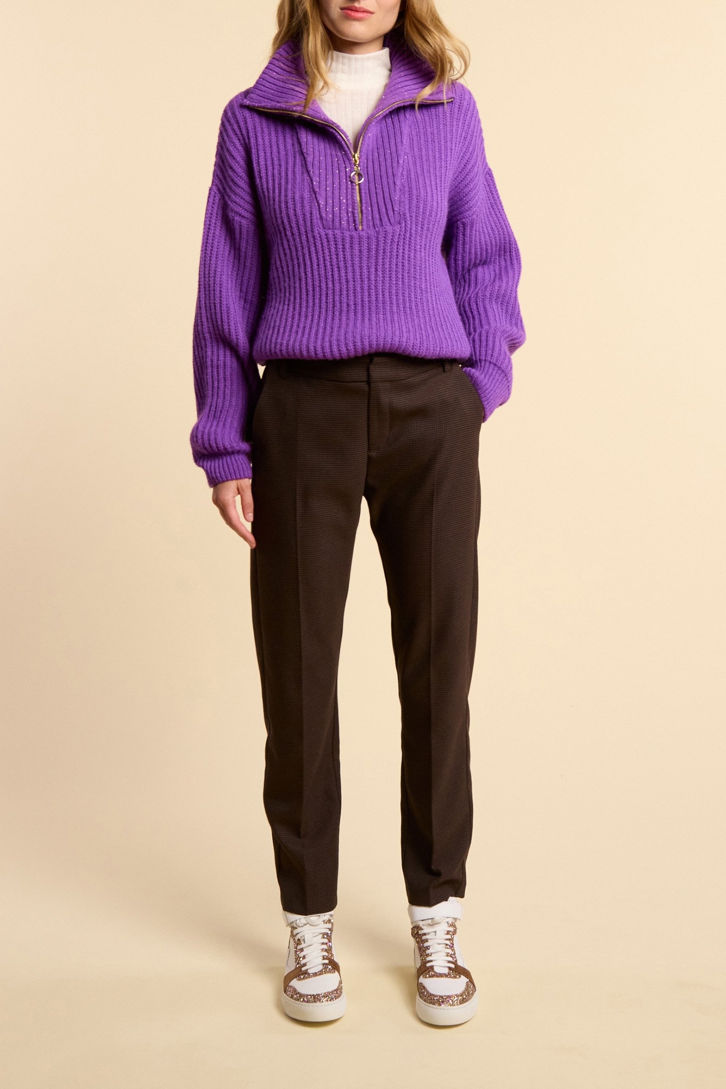 CAMEL HOUNDSTOOTH SUIT TROUSERS 4