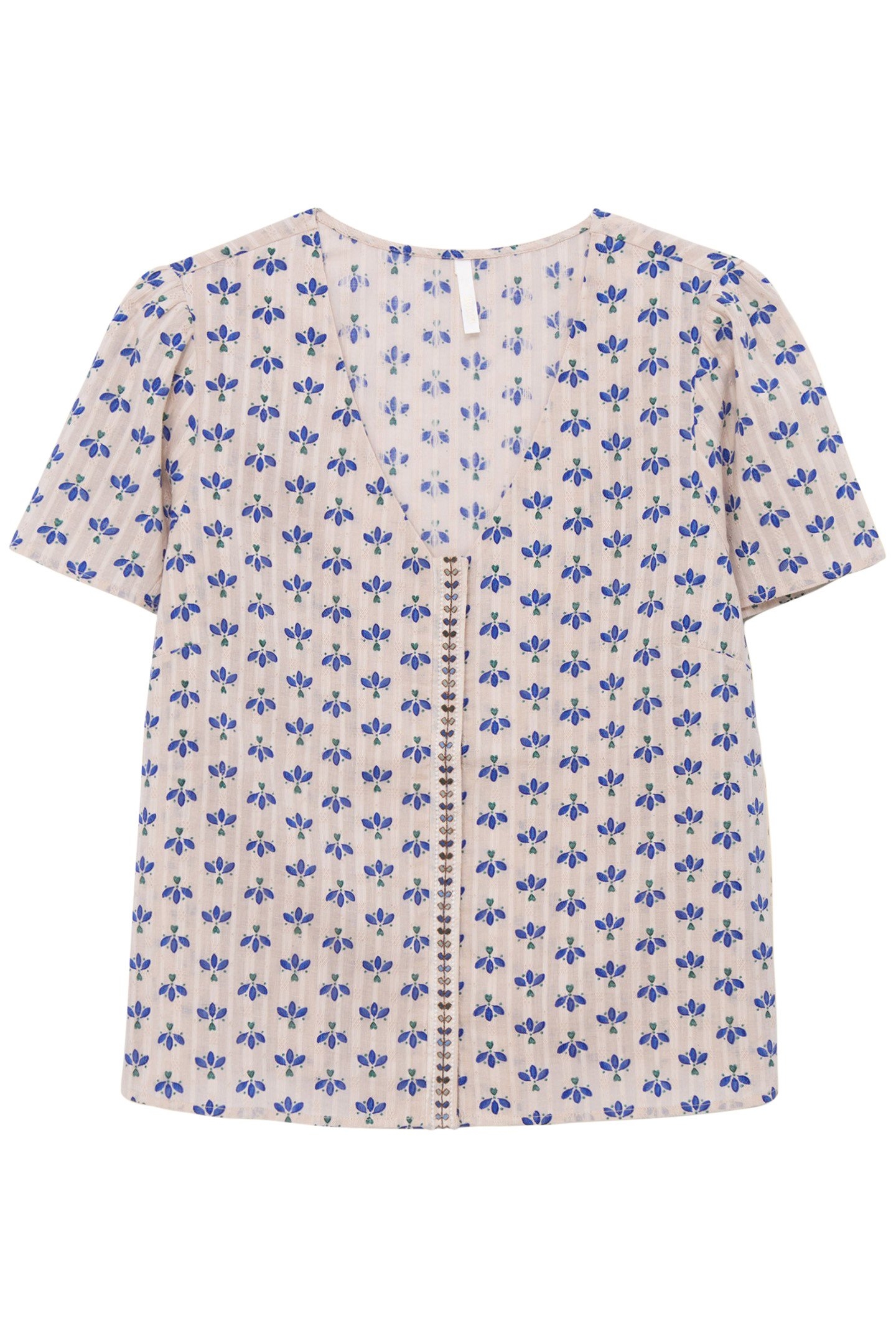 OFF-WHITE TOP WITH BLUE PETAL PRINT 4