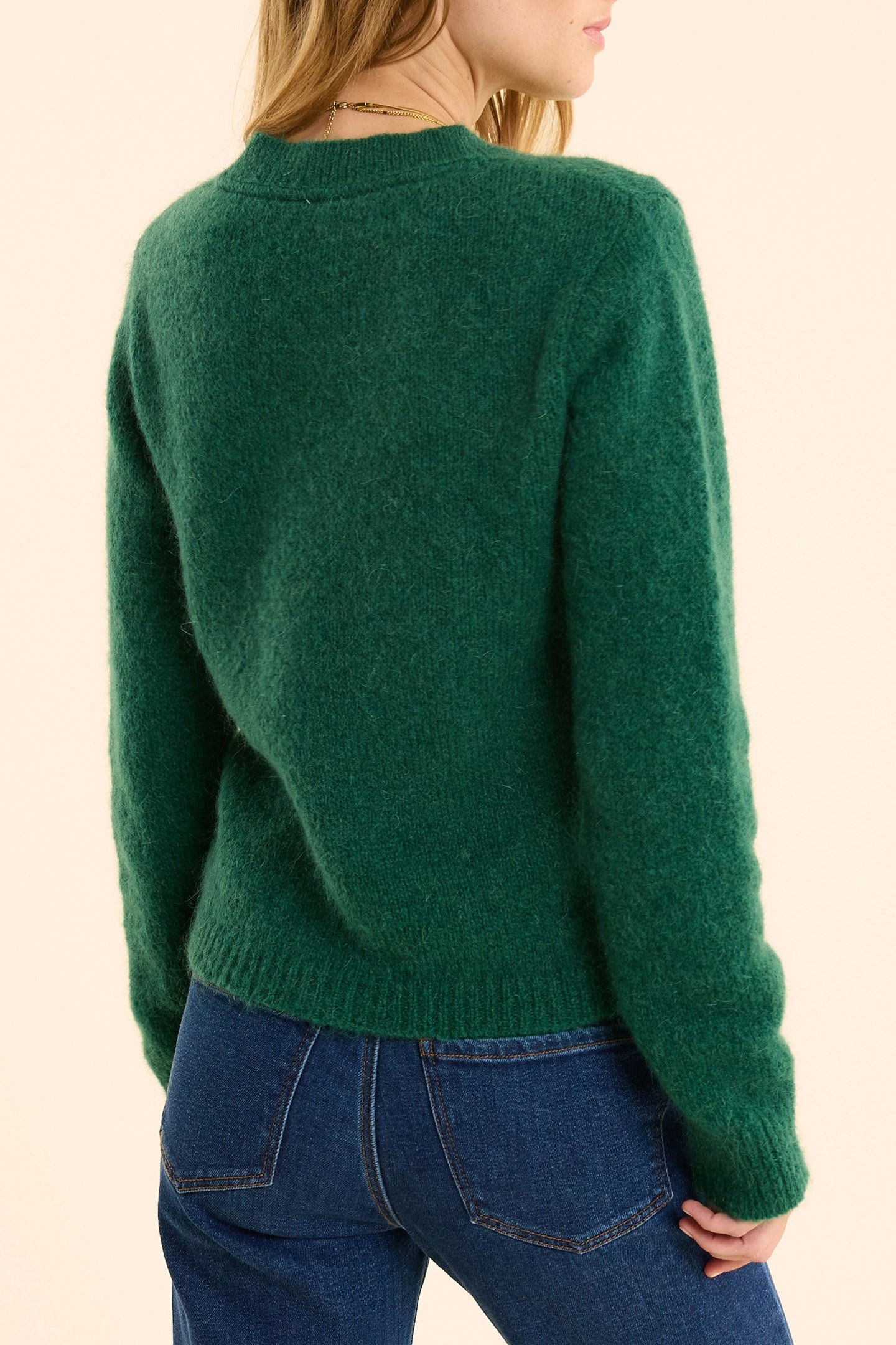FANCY KNIT CARDIGAN MIDNIGHT GREEN 2