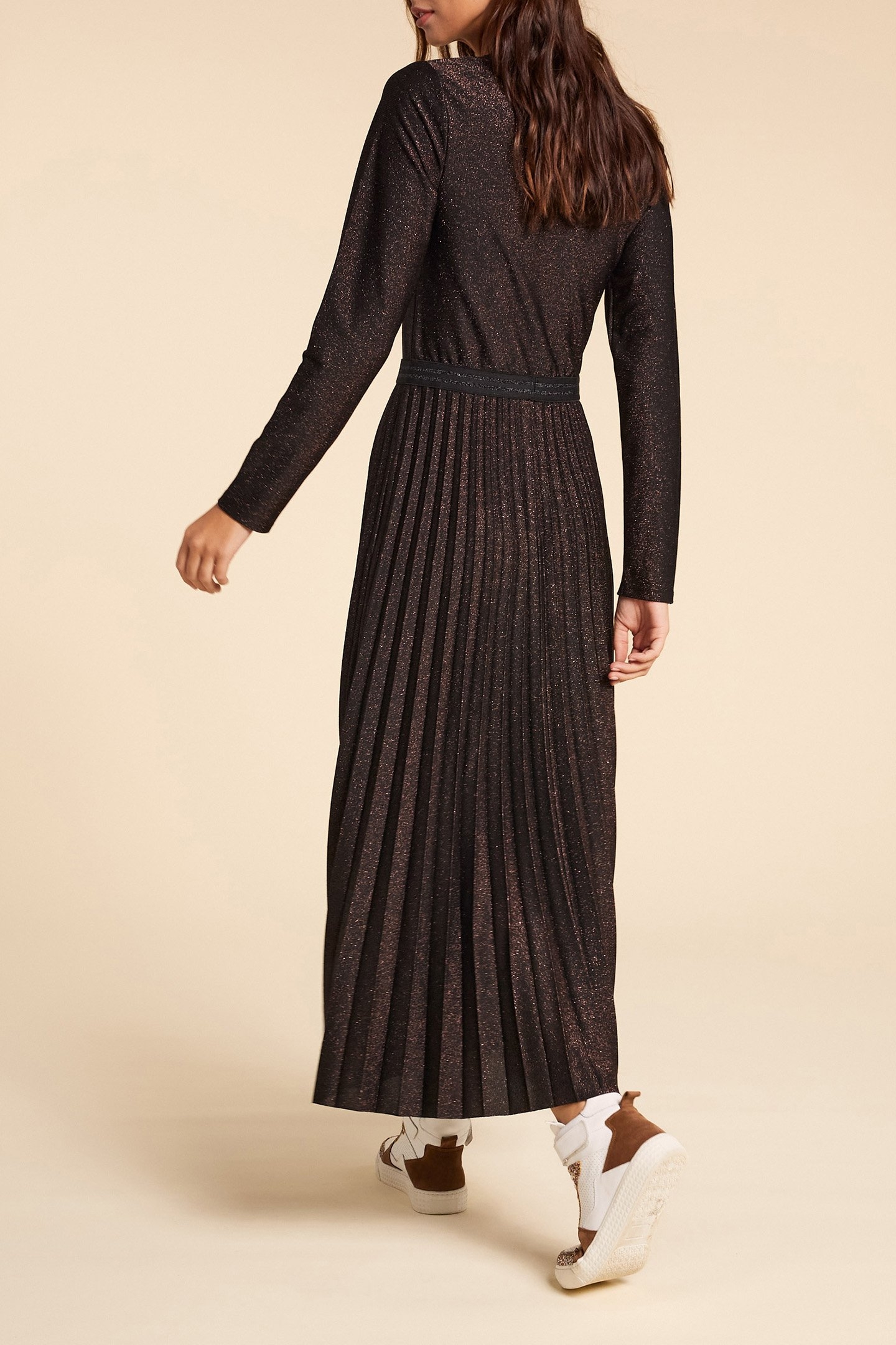 BLACK COPPER GLITTER KNIT LONG DRESS 2