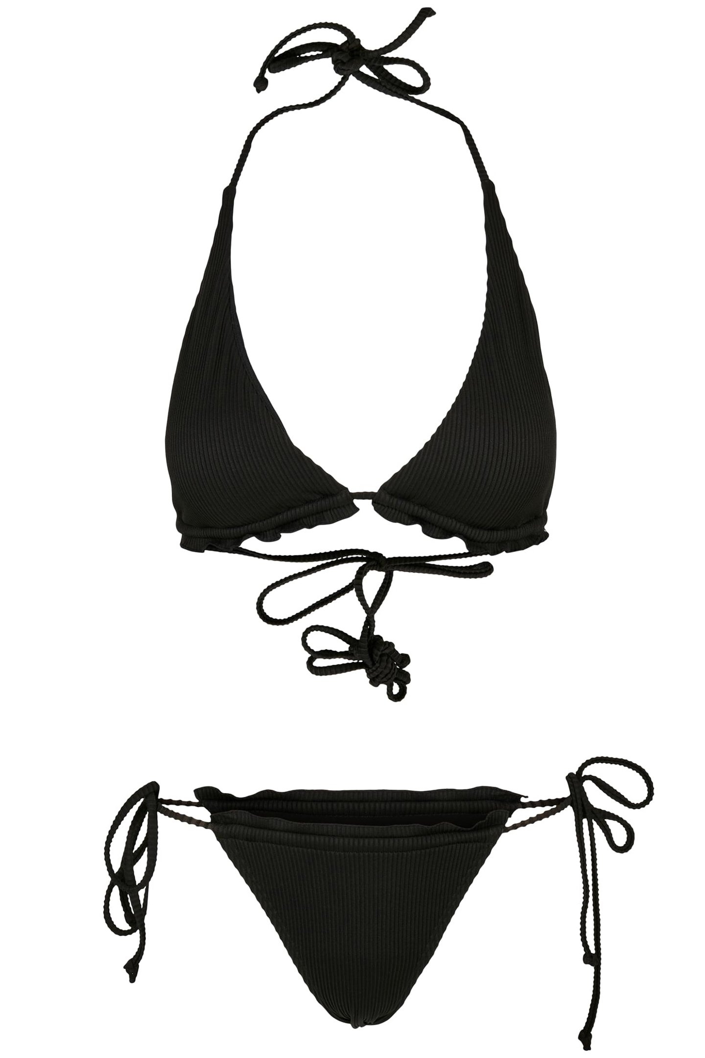LADIES RIB BABYLOCK TRIANGLE BIKINI BLACK 1