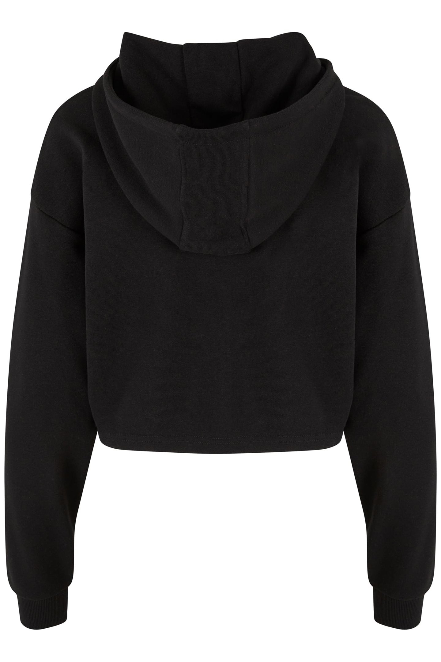 LADIES OVERSIZED CROPPED LIGHT TERRY HOODIE BLACK 2