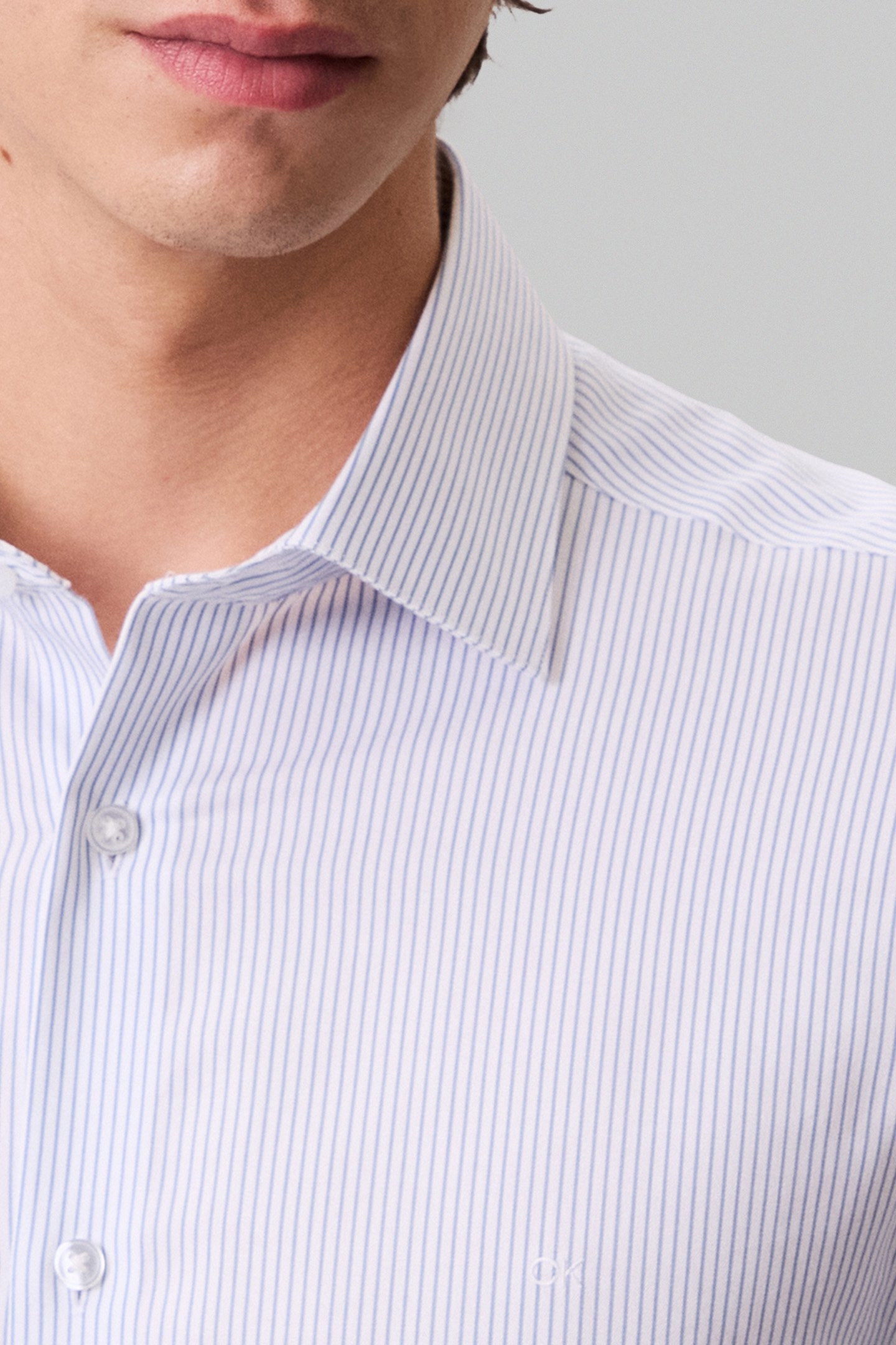 REG SFT COMF STR STP SHIRT DUSTY BLUE 5