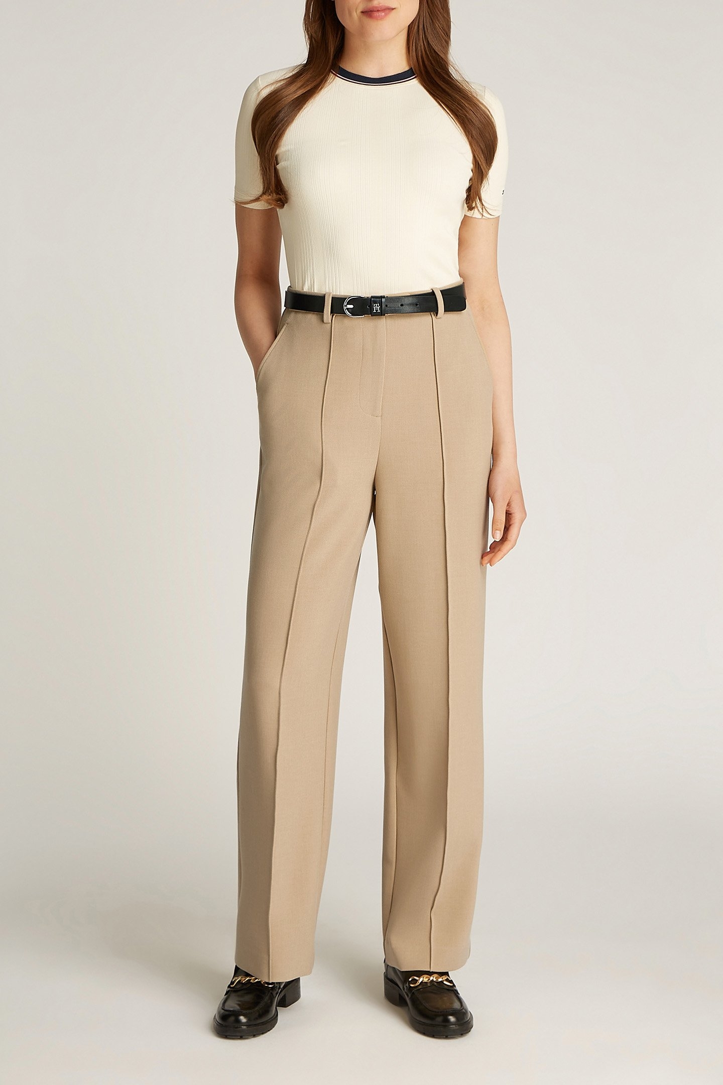 PUNTO RELAXED FIT STRAIGHT LEG PANTS BEIGE 3