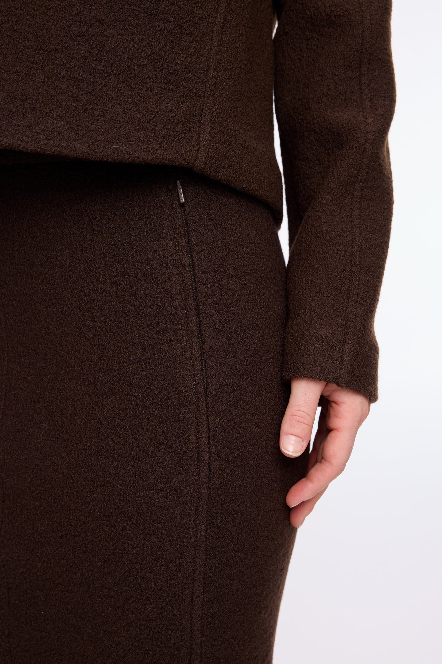 CURL WOOL PENCIL SKIRT TURKISH COFFEE 6