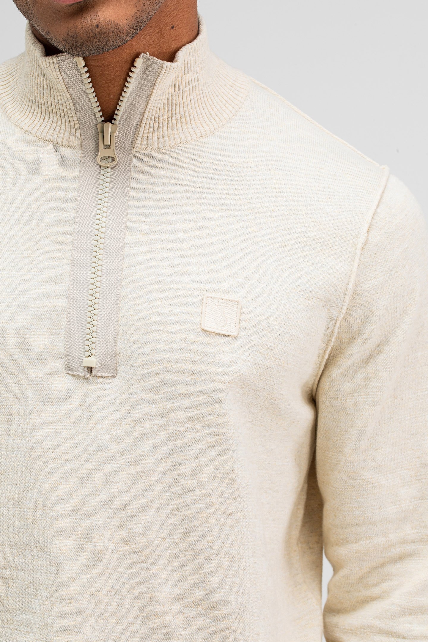 LT CLIFDEN HALF ZIP BEIGE GREY 6