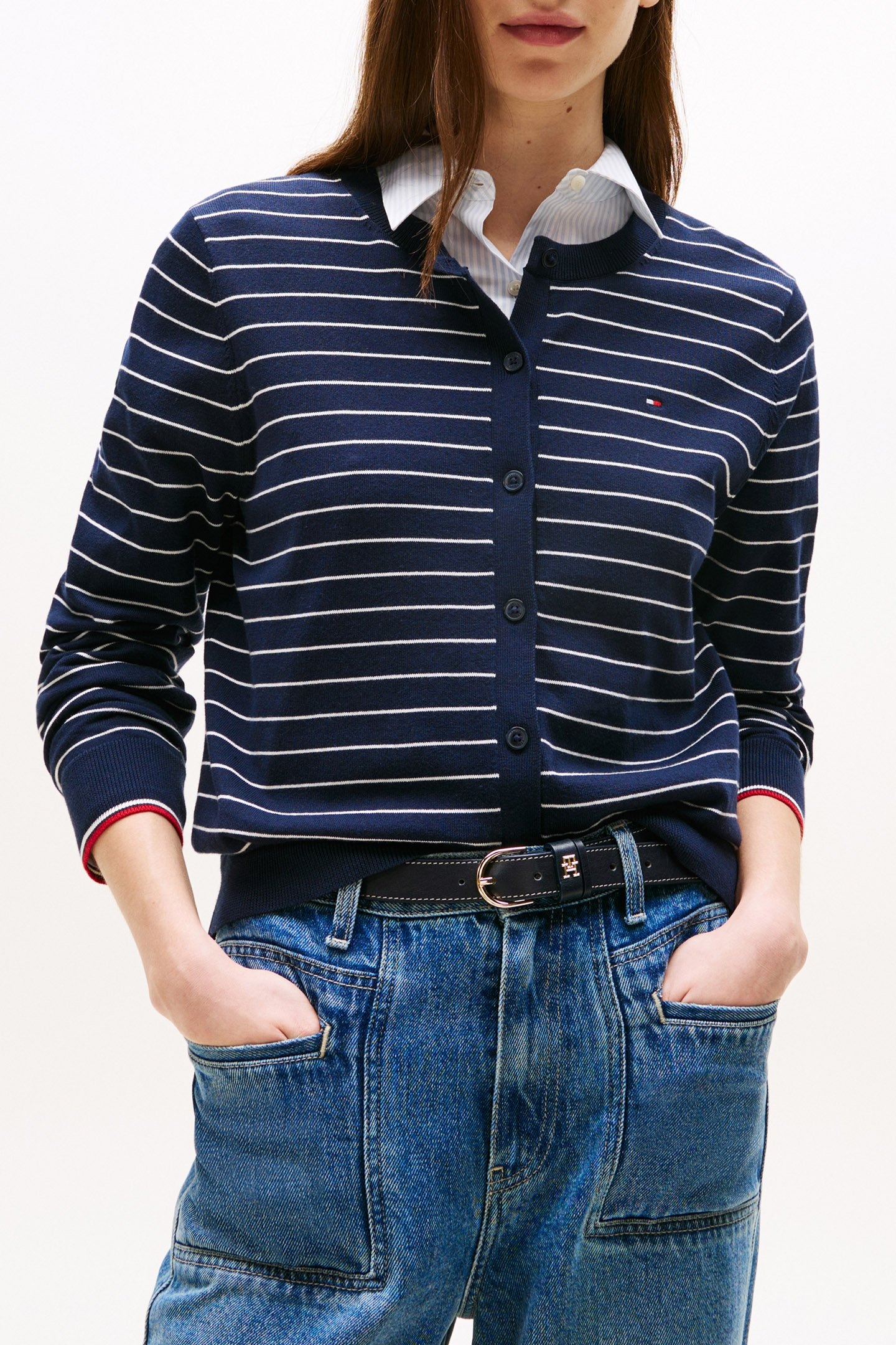 STANDARD FIT CARDIGAN WOMEN MARINE NAVY 1